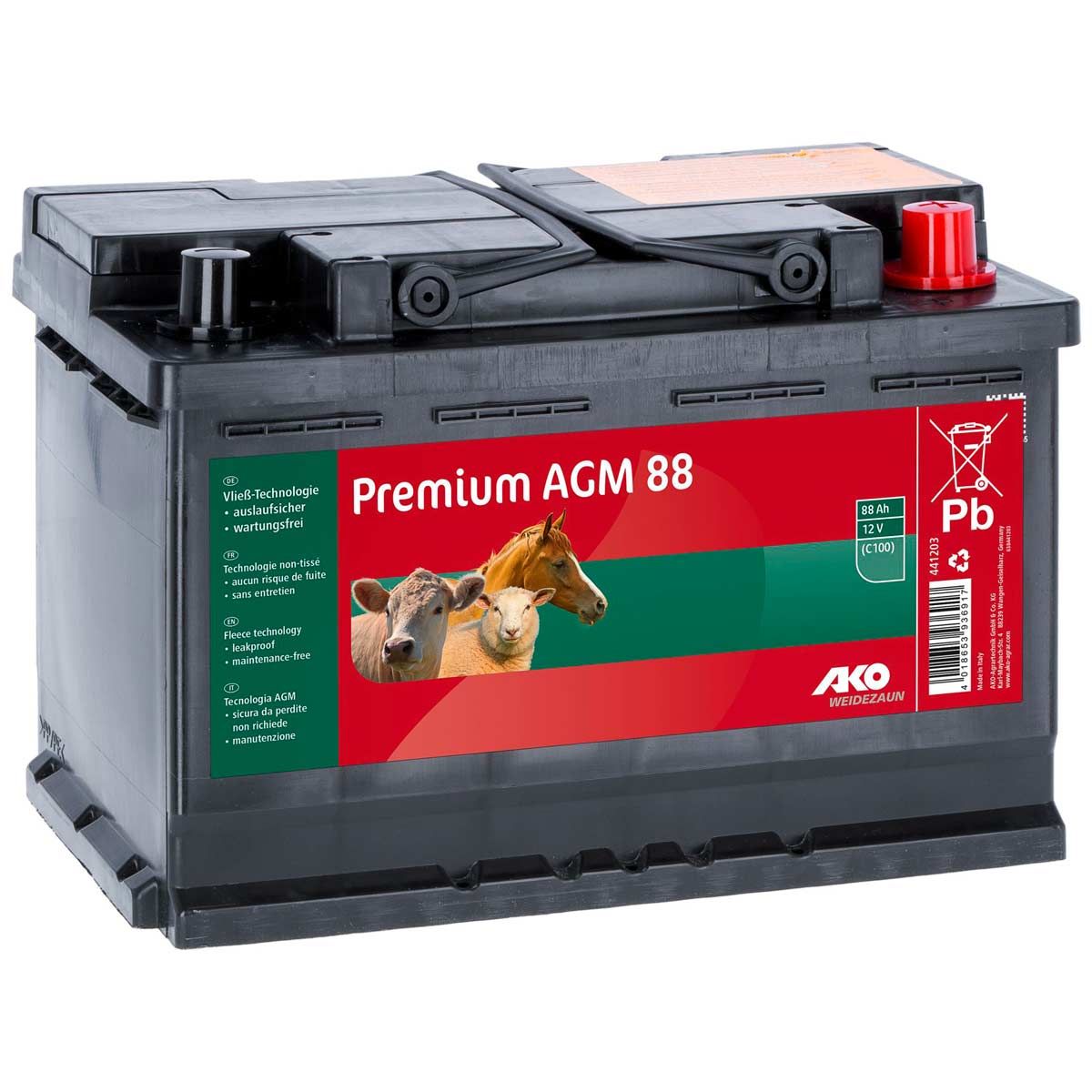 AKO Batteria Premium AGM per recinto elettrico 12V 88 Ah