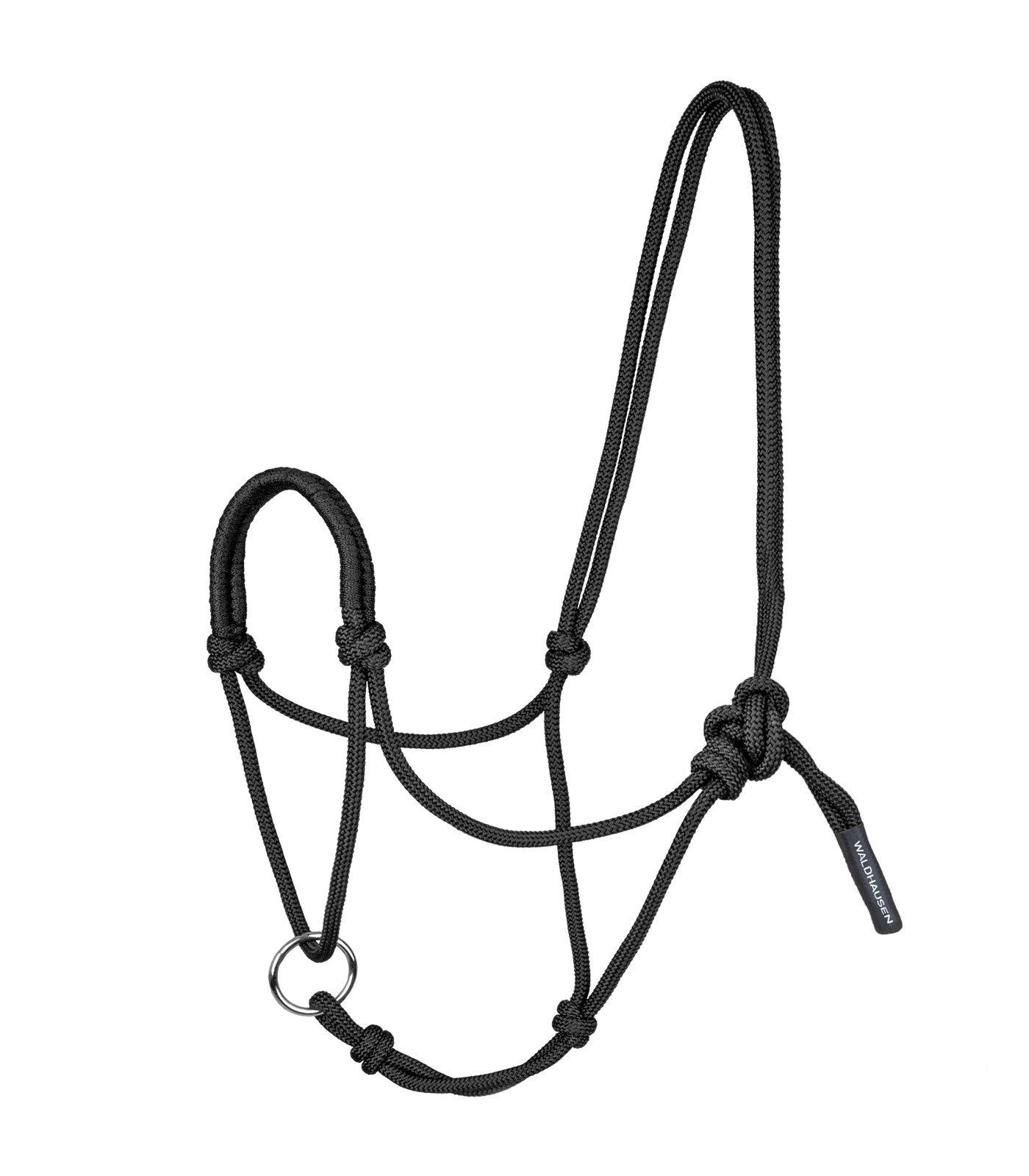 Waldhausen Knotenhalfter mit beweglichem Ring für die Bodenarbeit, schwarz