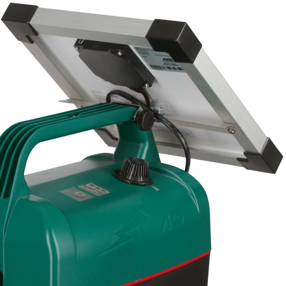 Kerbl Kit solaire 5W avec batterie AGM 15Ah, support et bloc secteur, détail, panneau solaire