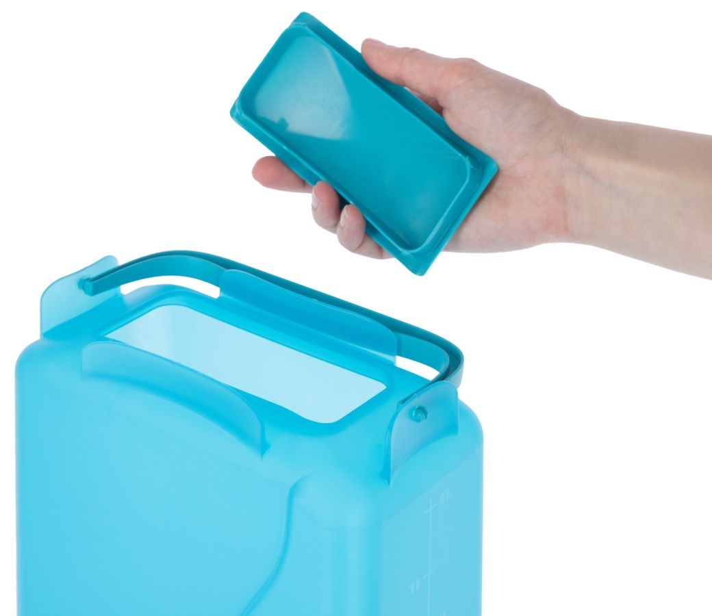 Mangeoire pour volaille Kerbl sur pieds, grille anti-gaspillage, plastique, détail, fermeture