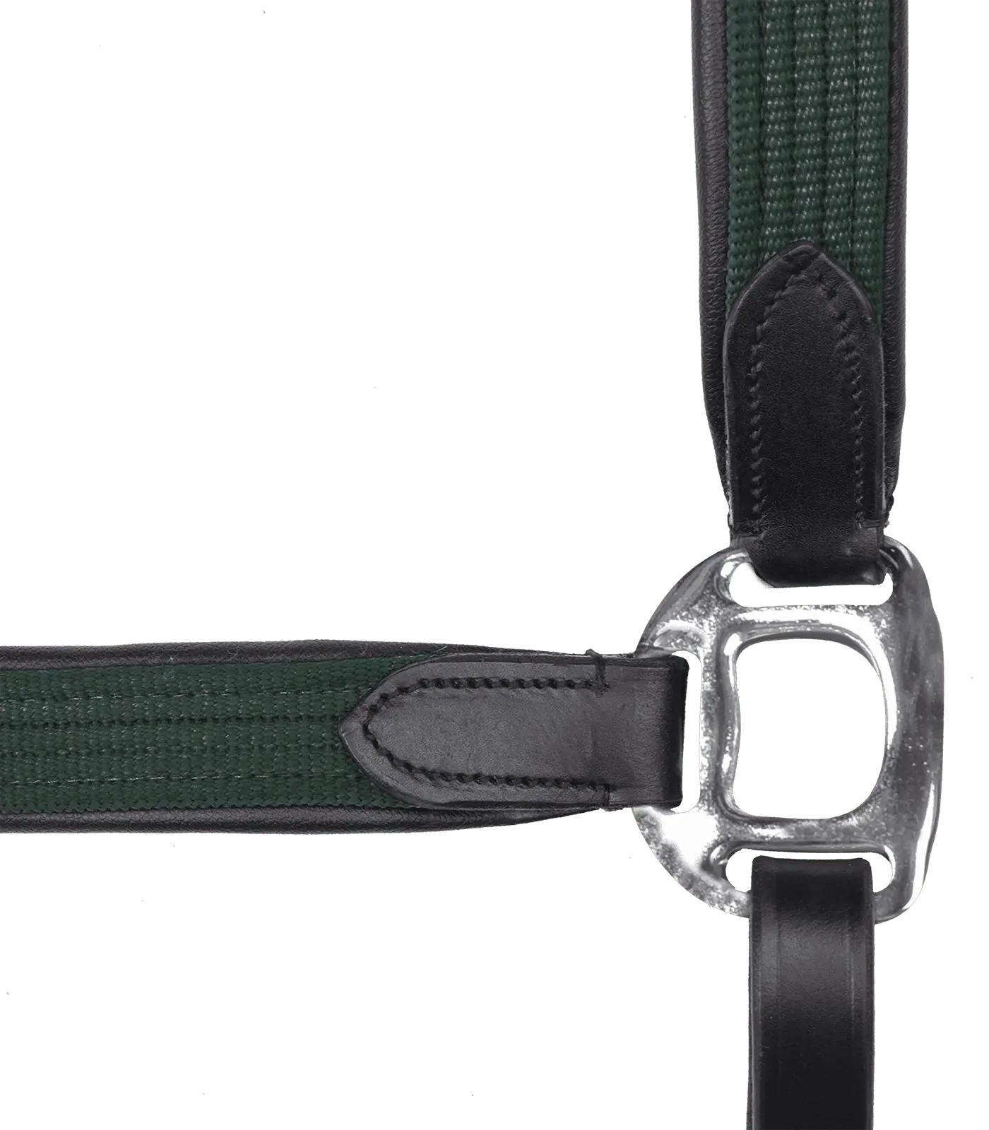 Licol STAR MIX, Cuir & Sangle, Réglable en Deux Points, vert sapin/argent Poney