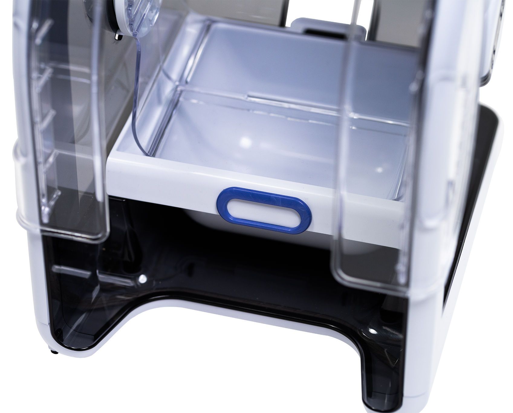 toaster drawer, kitchen appliance, pull-out tray, blue handle, compact design