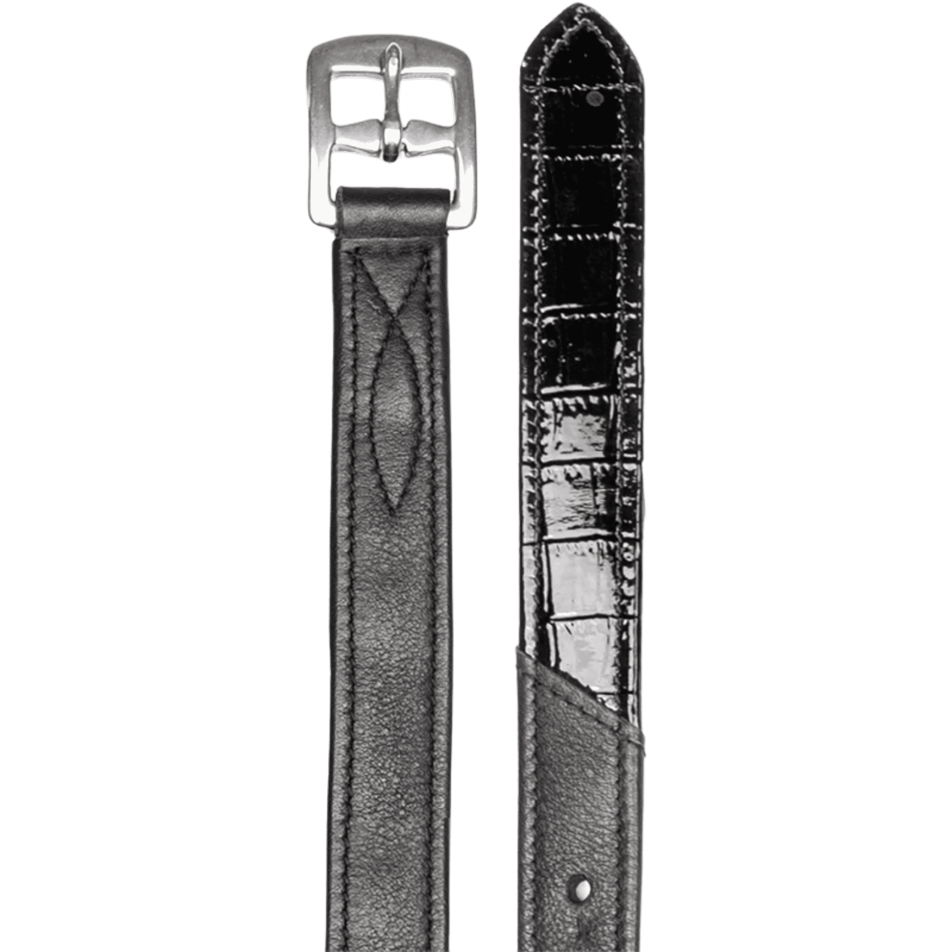 watch strap, leather strap, black, stitching, buckle