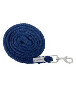 Aufgerollter Führstrick in blau mit Karabinerhaken