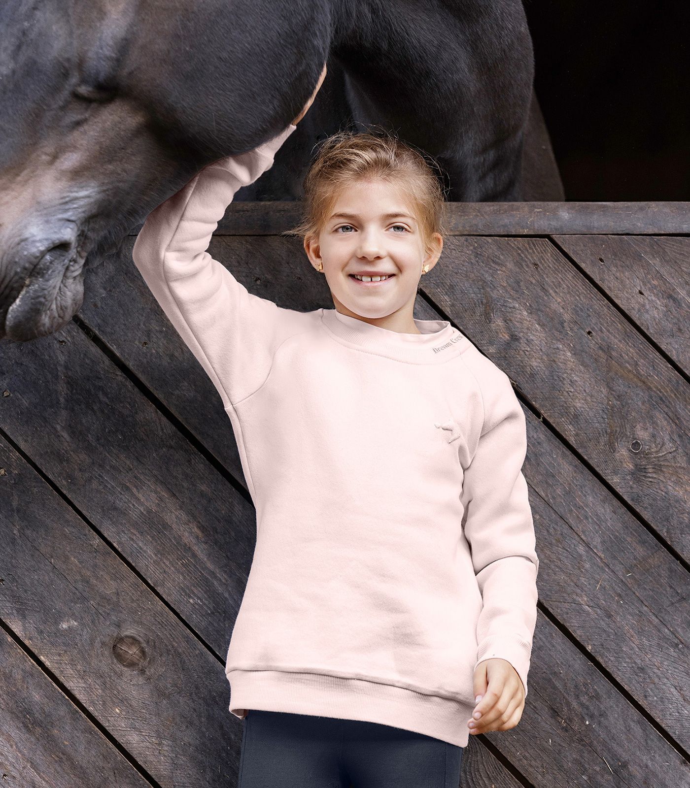 ELT Sweatshirt Lucky Marla, Barn, mjuk och skön ridtröja, ljusrosa, Storlek 110/116