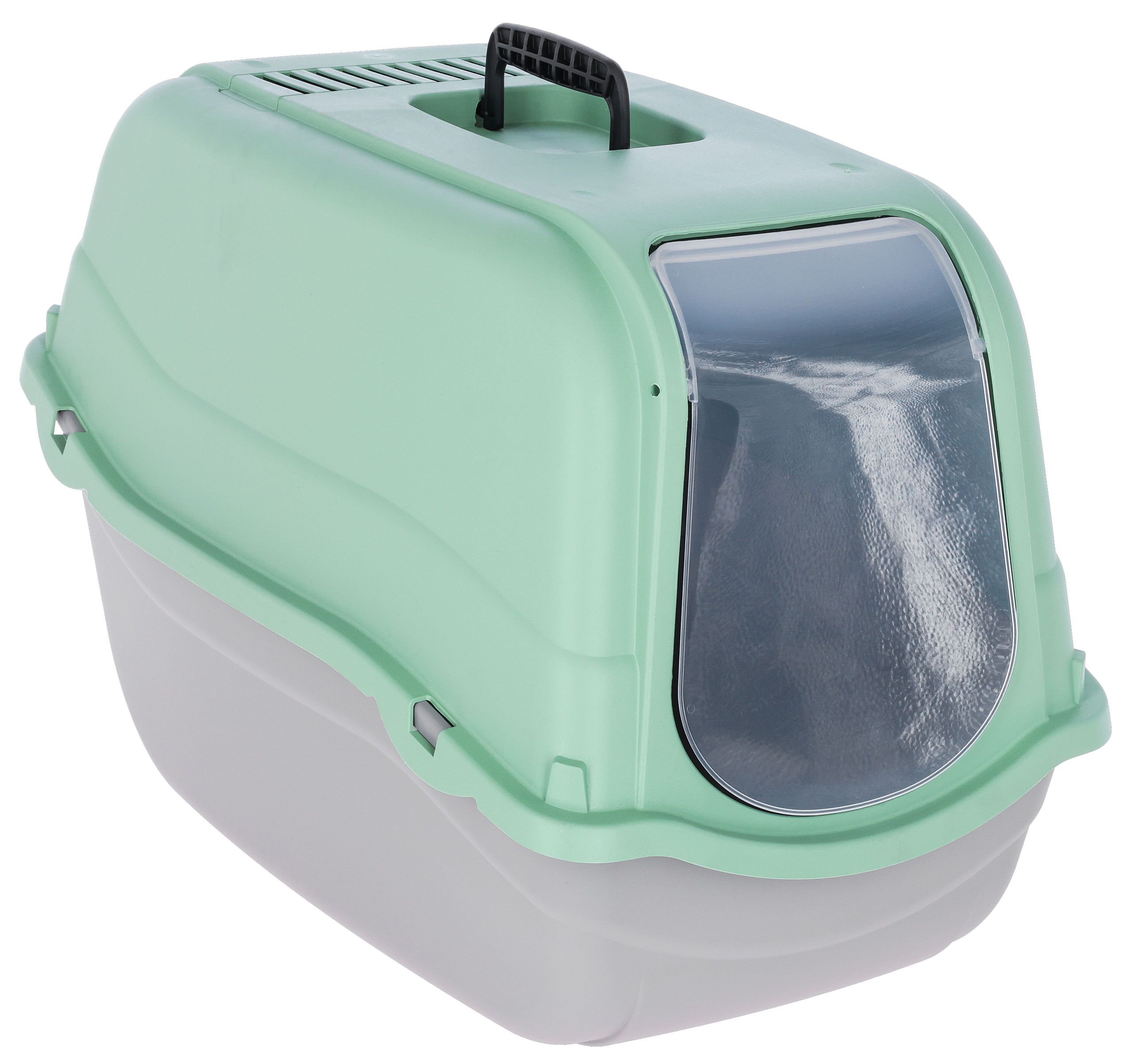 pet carrier, cat carrier, green, plastic, latch