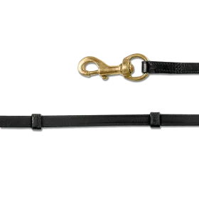 Schwarzer Lederstrick mit verstellbaren Schnallen und goldfarbenem Karabinerhaken