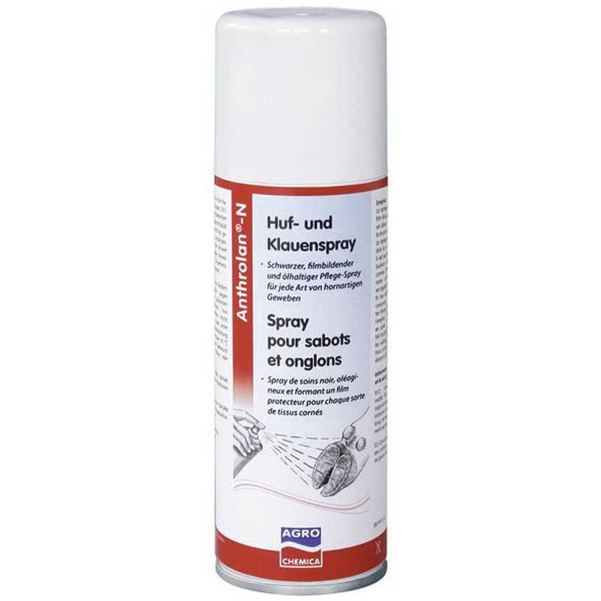 Kerbl Anthrolan-N hov- och klövspray 200 ml, svart filmbildande, förpackning