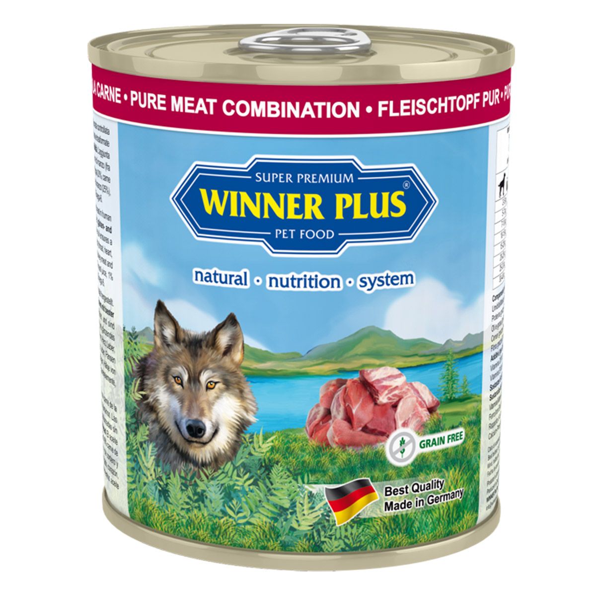 Winner Plus Pure Meat köttgryta nöt, lamm och kalkon 6 x 800 g, förpackning