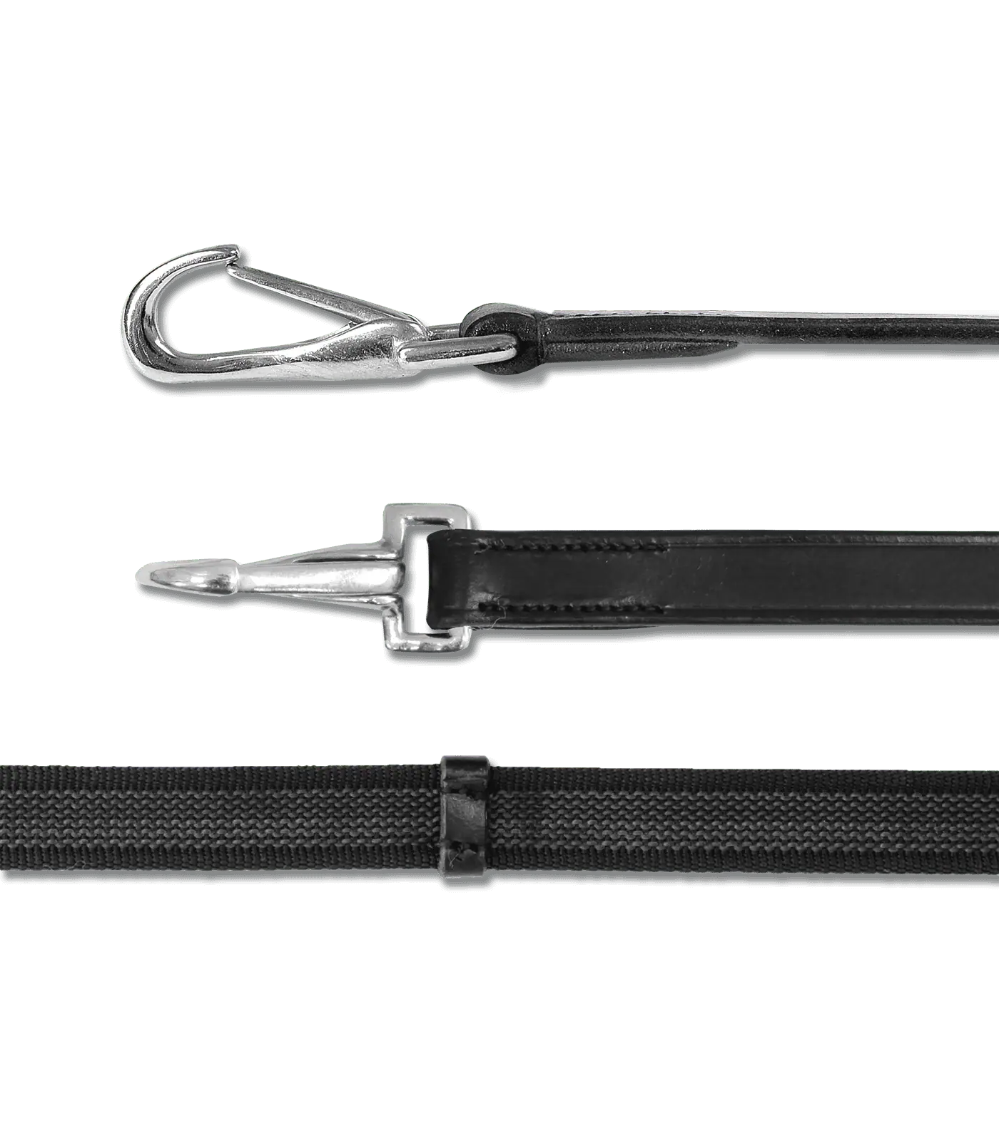 Waldhausen Non-slip Reins with carabiner hooks black Pony