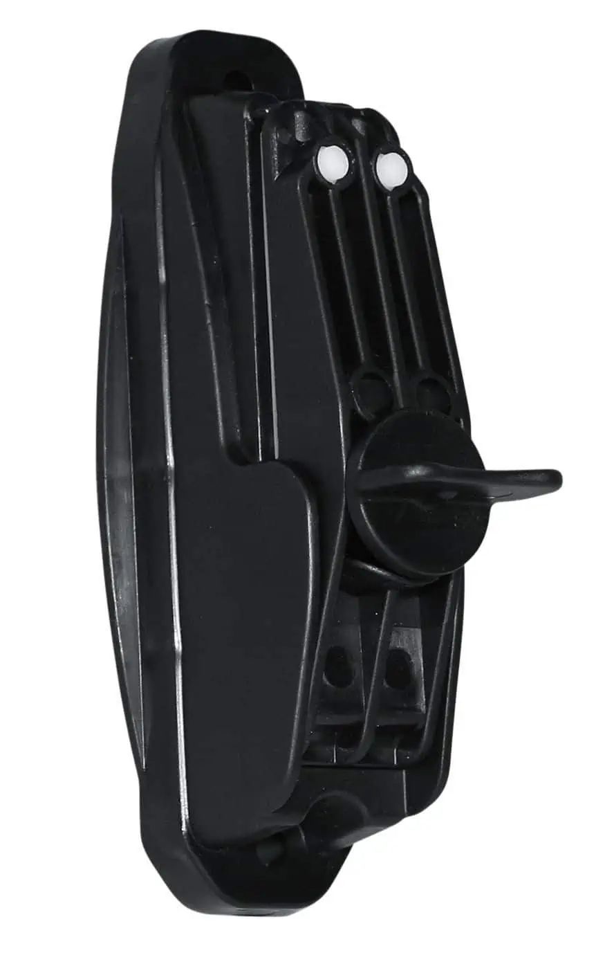Poignée en plastique noir avec molette et deux broches métalliques