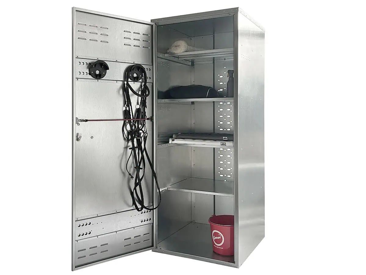Growi Universalschrank für Reitausrüstung, Sattelkammer-Aufbewahrung, Vorhängeschloss, 190 x 75 x 75 cm