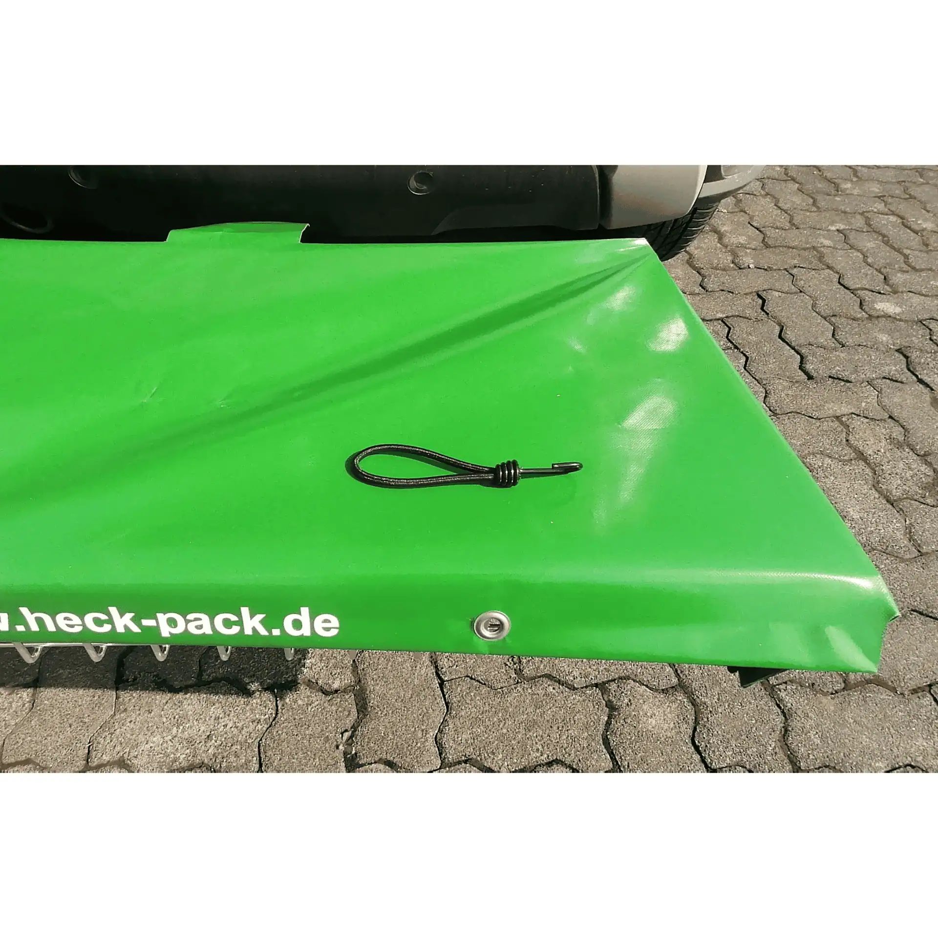Heck-Pack univerzális takaróponyva hátsó tartóhoz, zöld, részlet, zár