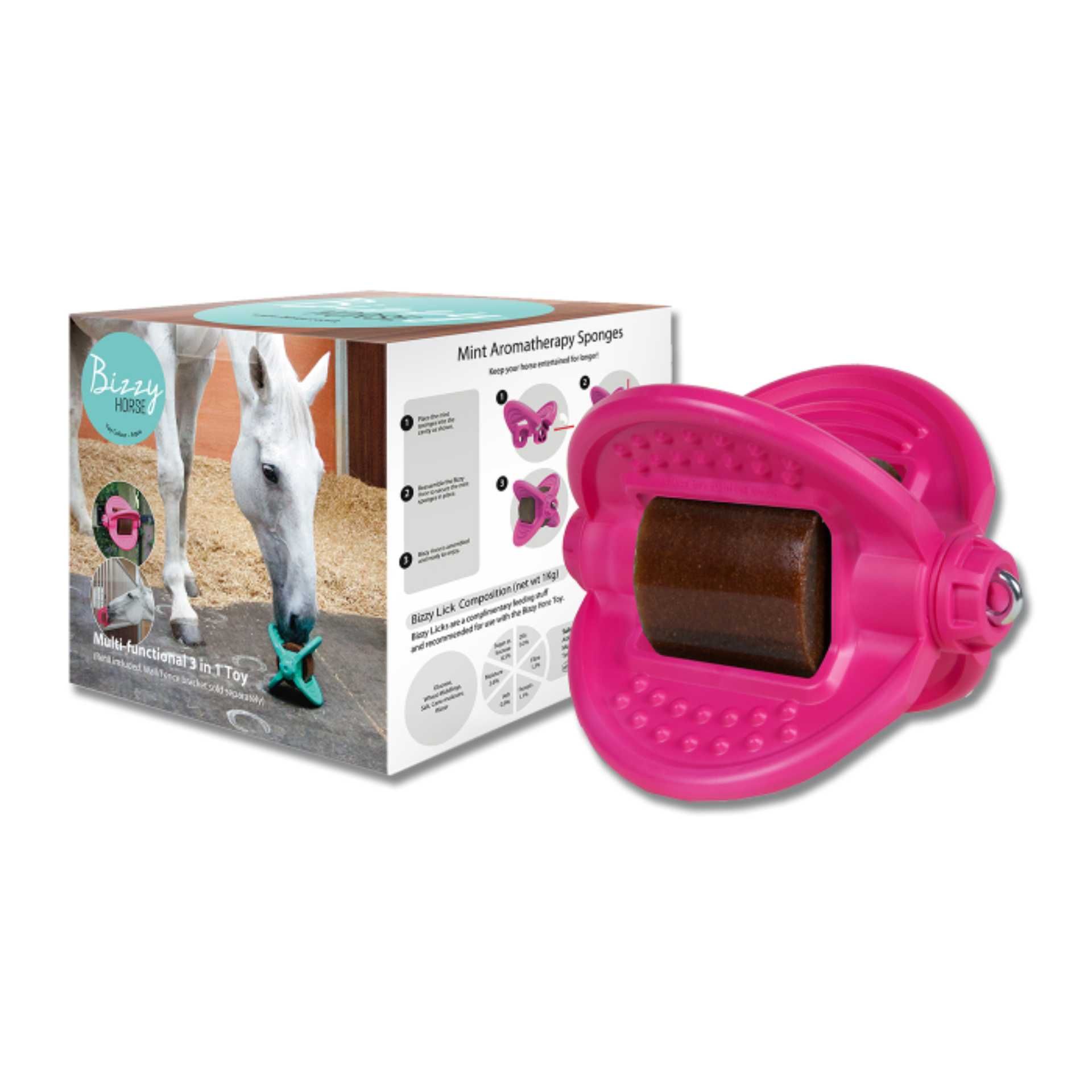 Bizzy Horse Bizzy Ball – Leckstein-Spielzeug für Pferde mit Pfefferminzduft, Pink