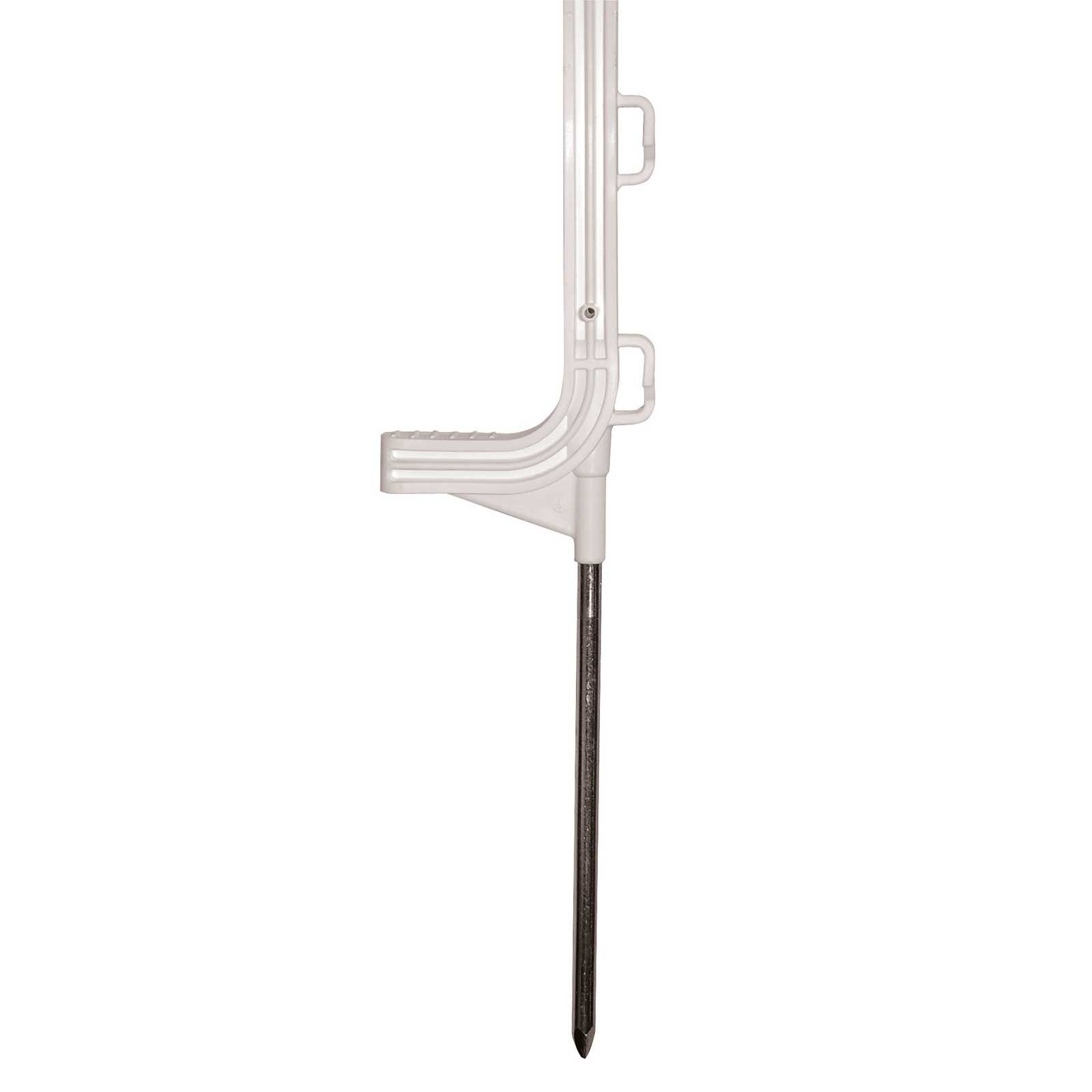 Piquet plastique AKO Premium 107 cm, marche-pied unique, blanc, lot de 5, détail, piquet