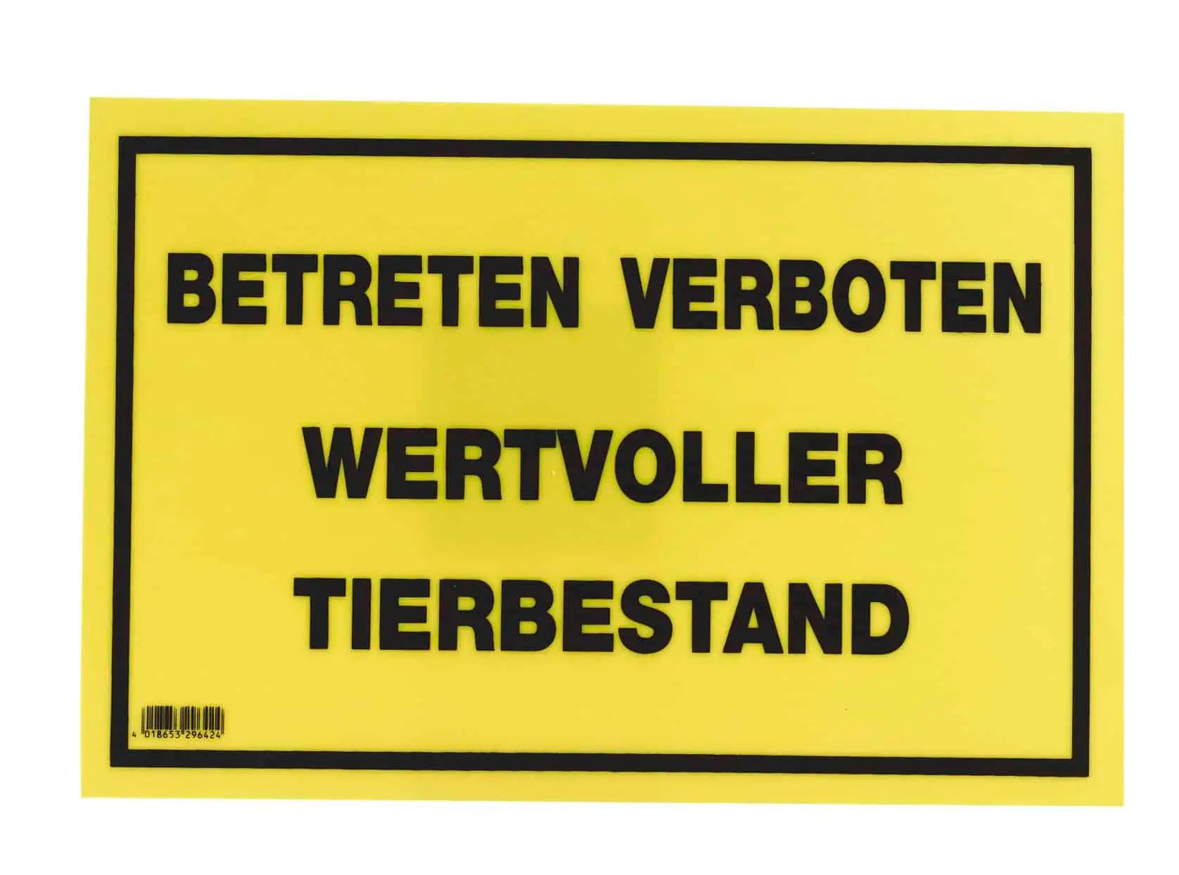 Kerbl Warnschild Wertvoller Tierbestand Betreten verboten 20 x 30 cm
