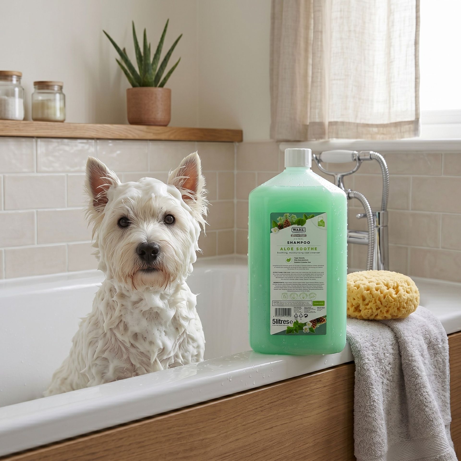 Wahl Aloe Soothe Shampoo concentrato per pelli sensibili, in uso