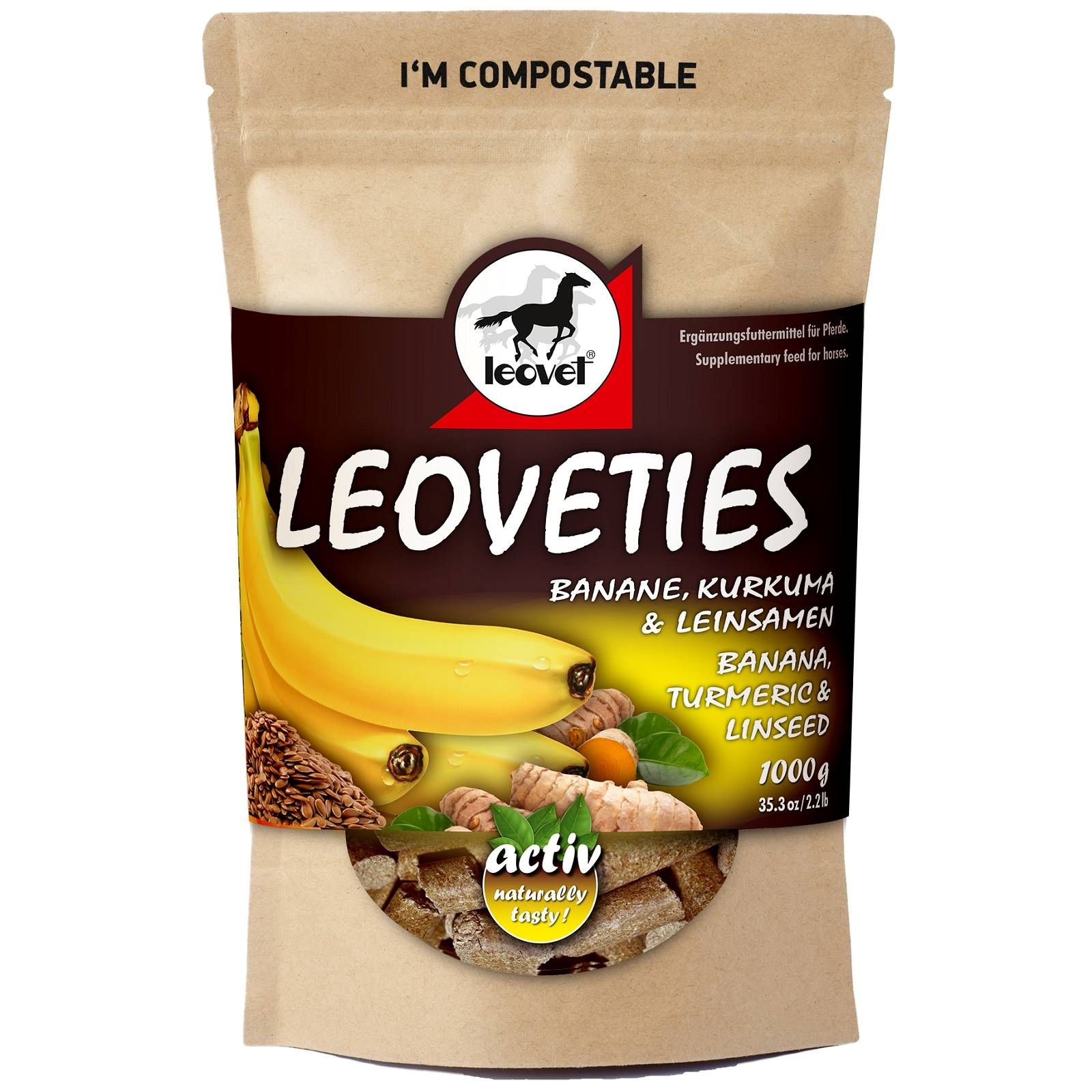 Leovet Leoveties Pferdeleckerlies Banane, Kurkuma & Leinsamen 1 kg