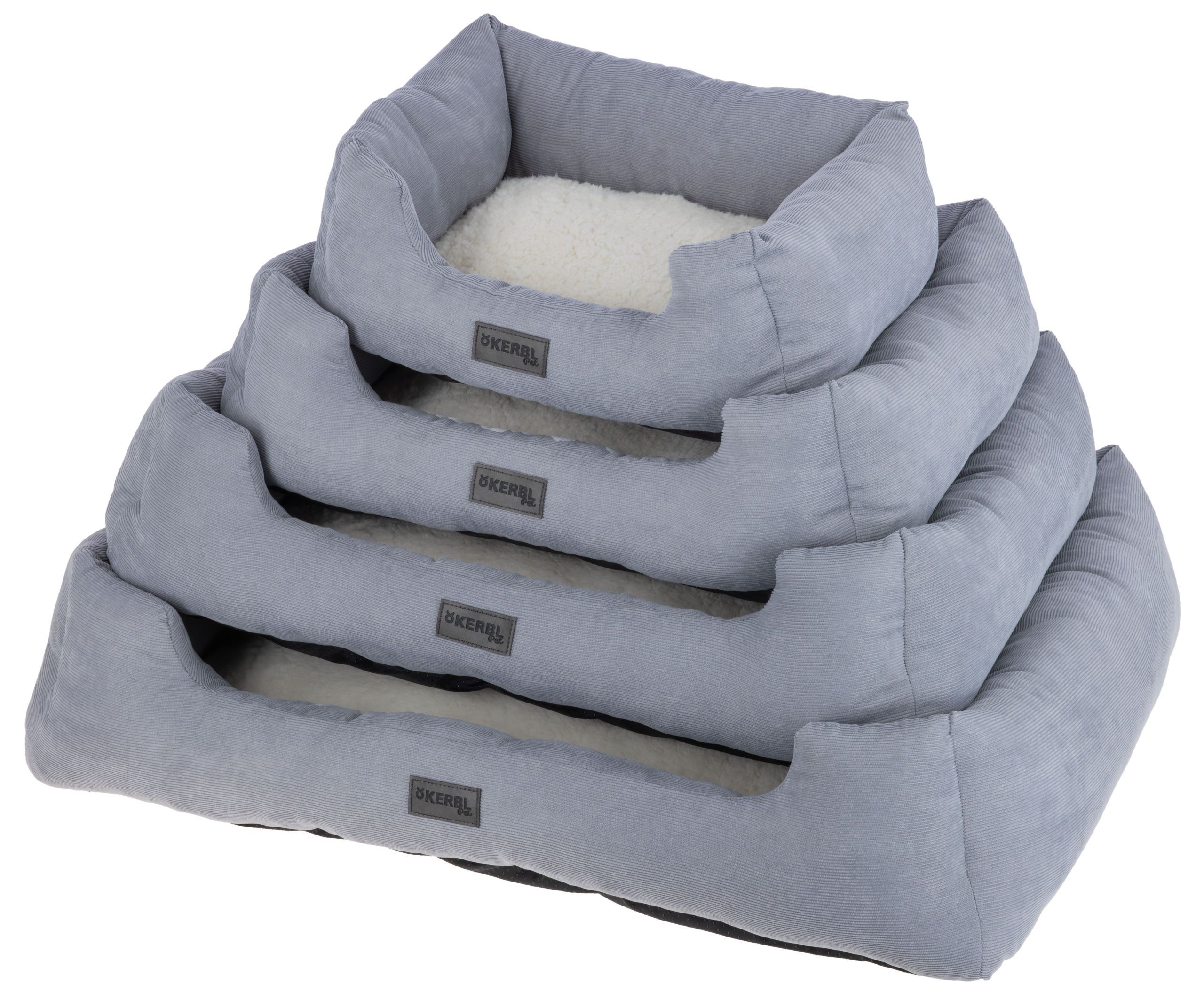 Kerbl Kuschelbett Zoe, Hundebett mit Rand, waschbar, grau-weiß, Größenvarianten