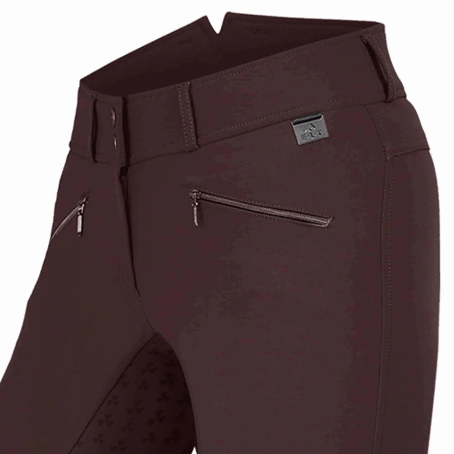 Pantalon d'équitation ELT Hella High Waist en silicone, fond intégral, marron, 42