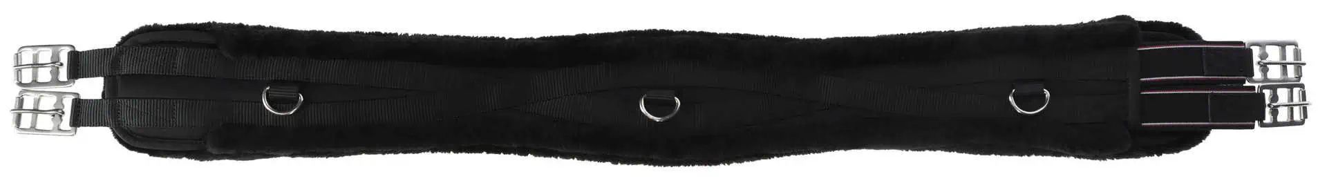 Saddle strap with faux fur black, 110 cm