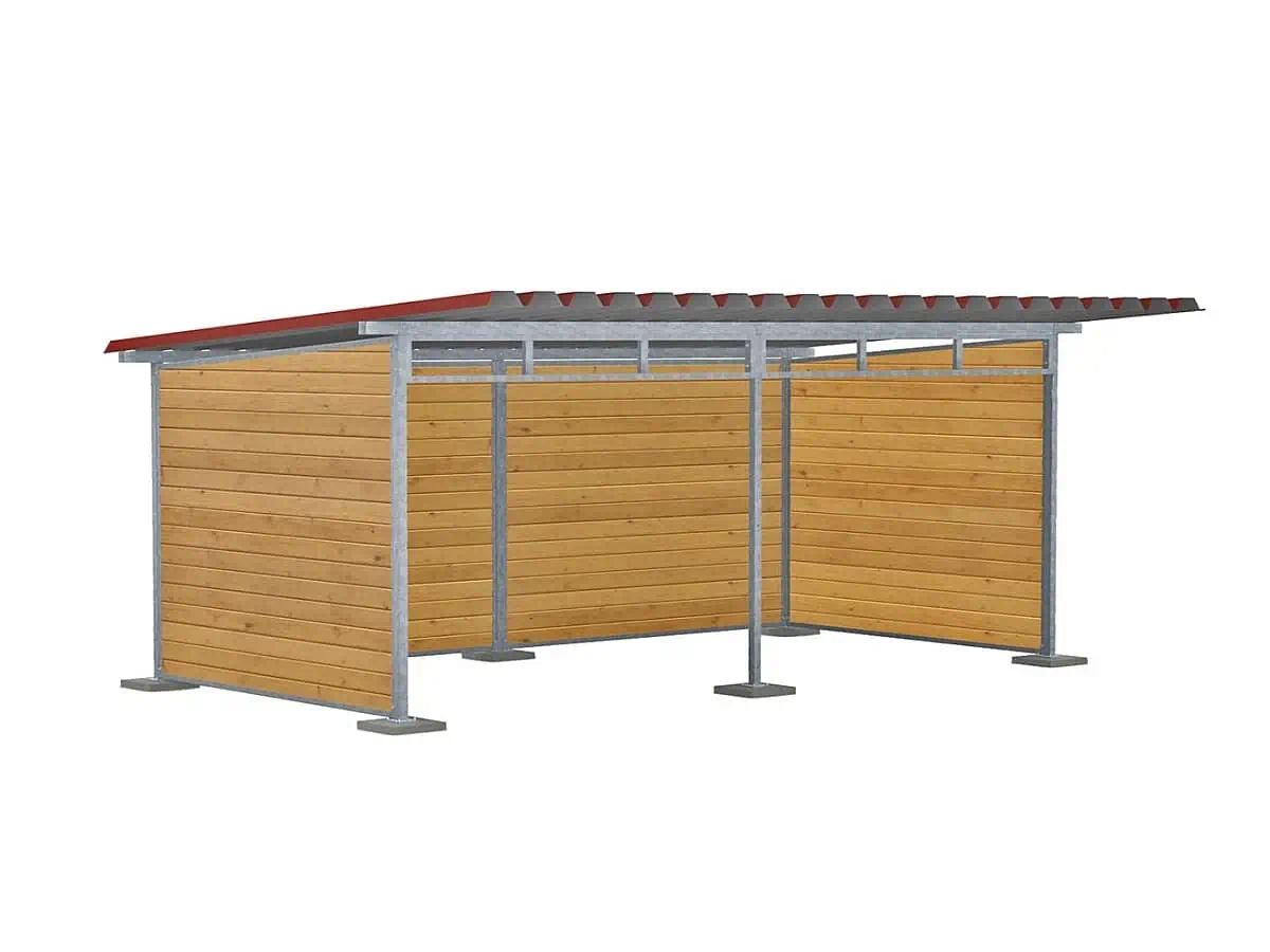 Growi Weidehütte 6x3 m, robuster Rahmen aus U-Eisen & Vierkantrohr, verzinkt