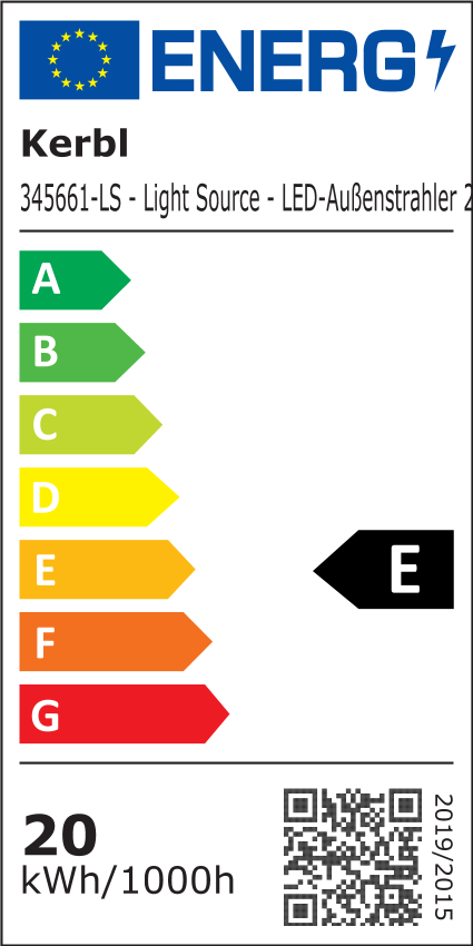LED light, outdoor light, power rating, energy label, kerbl