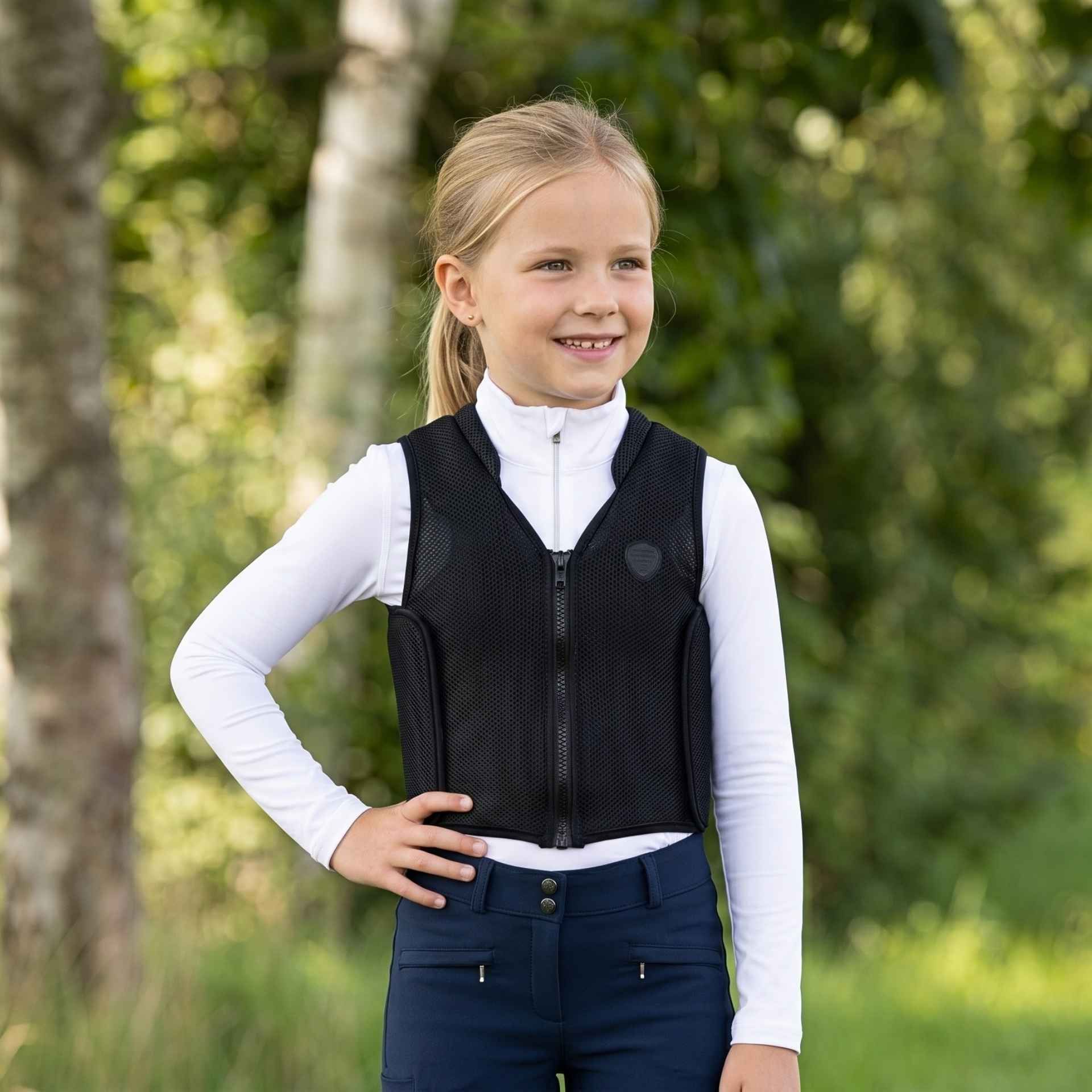 kids vest, black vest, mesh vest, zip front, outerwear
