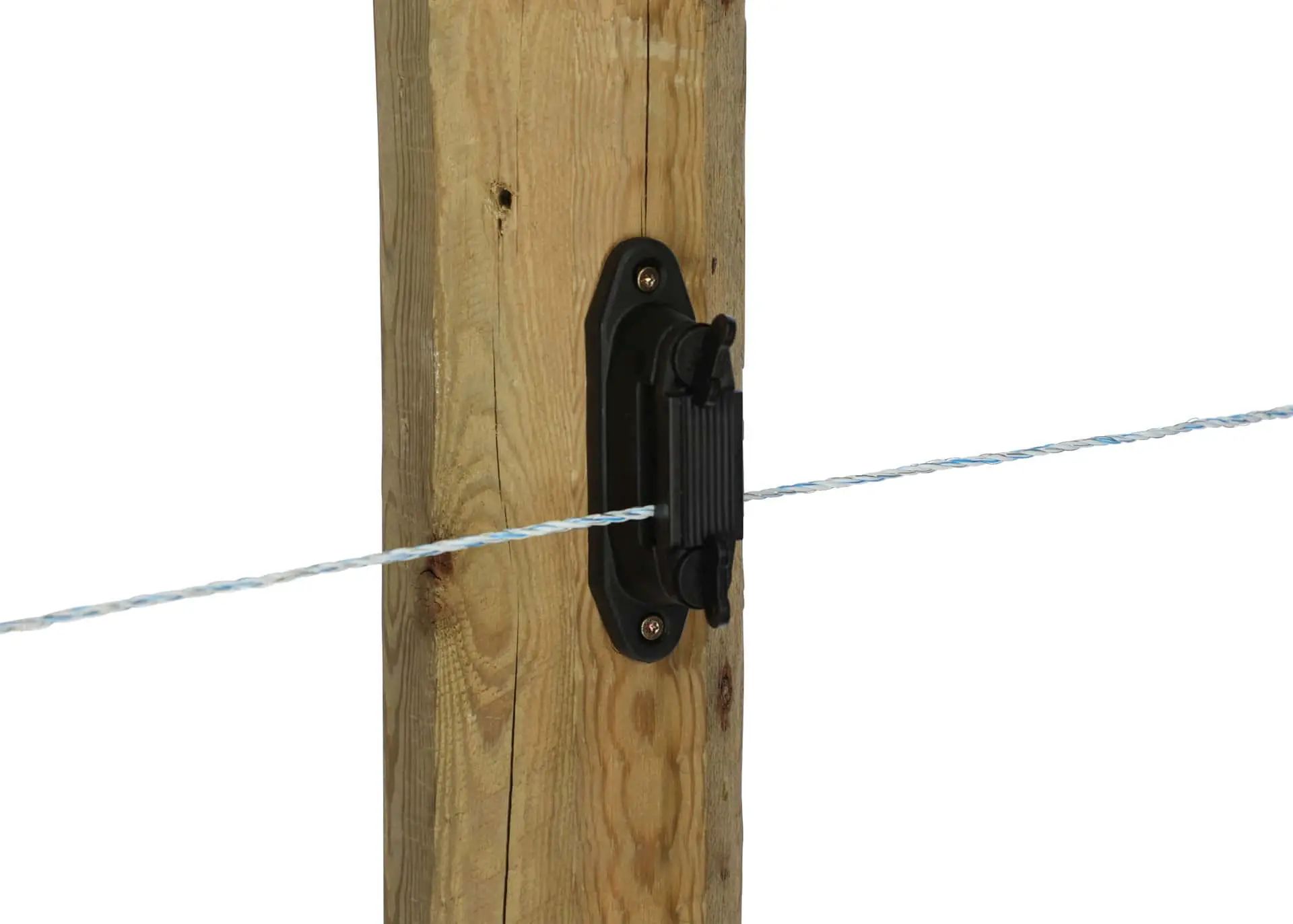 AKO Eckisolator, Streckenisolator Profi für 4cm-Band, 10 Stück, im Einsatz, Isolator