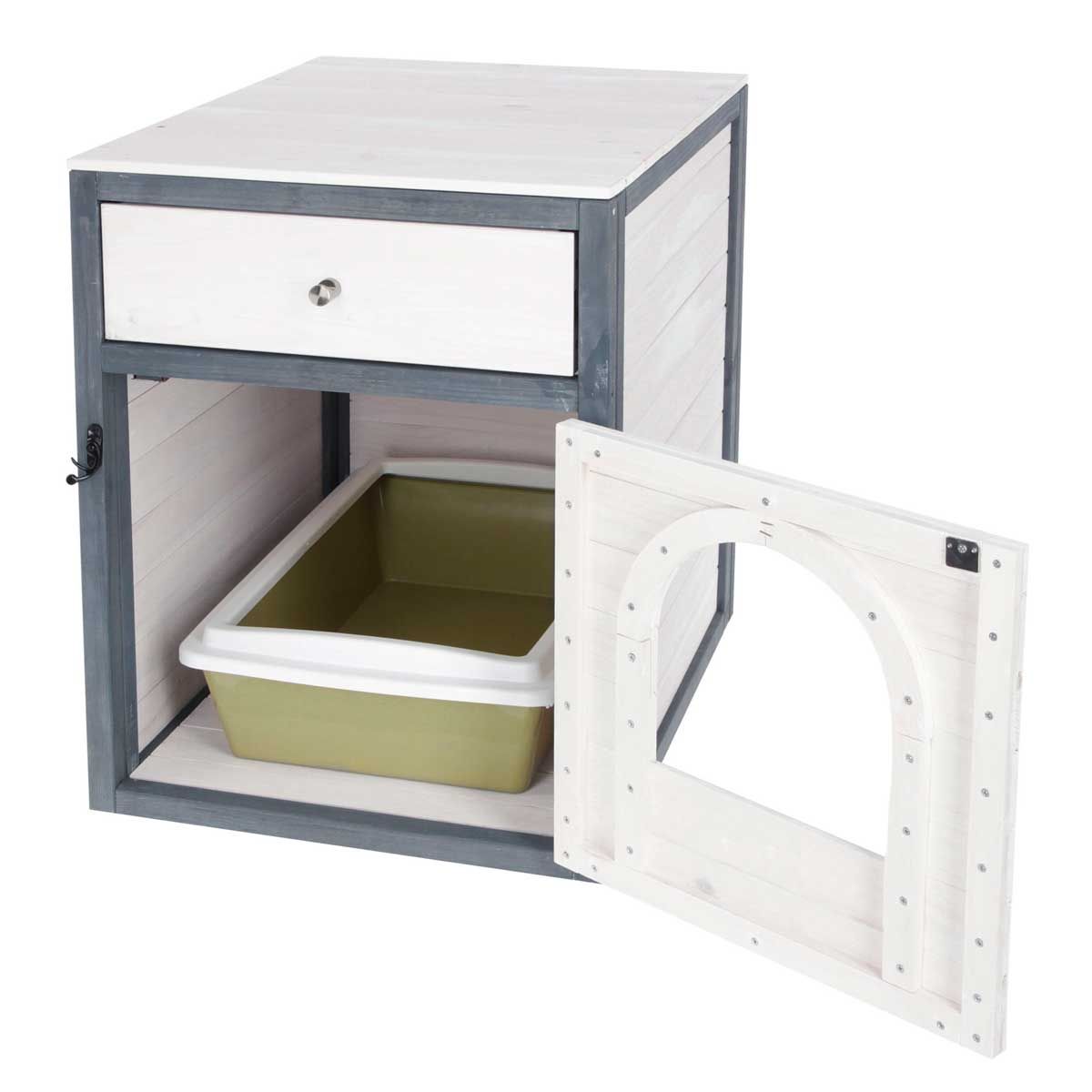 Kerbl Katzenschrank Ida, Möbeldesign mit Schublade, 45x58x60 cm, Detailansicht