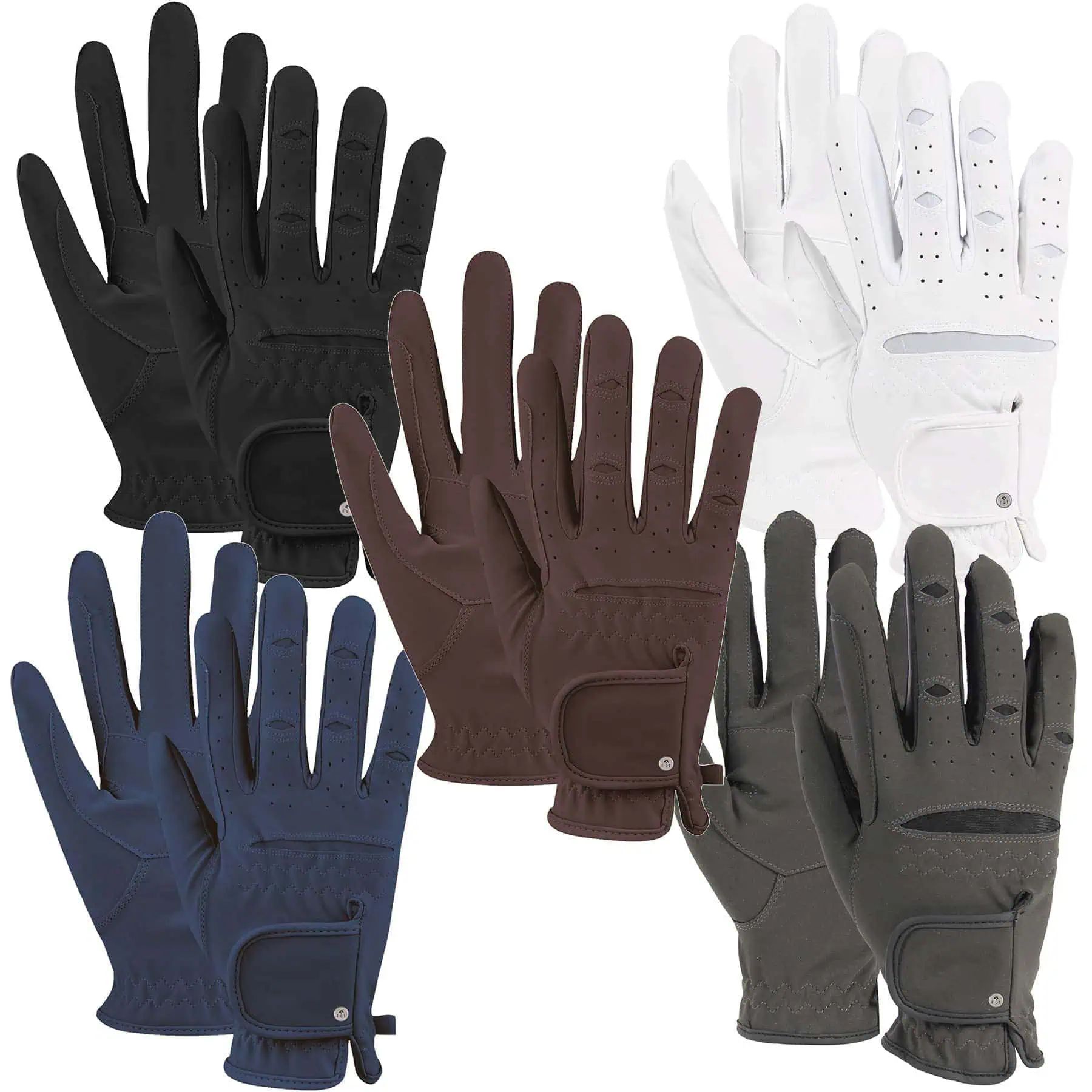 Gant d'équitation ELT Le Polyvalent, aspect daim, fermeture scratch, noir, S