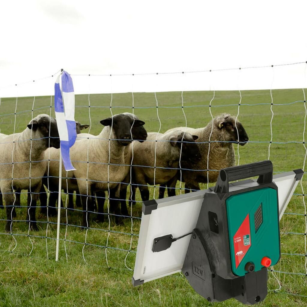 Kit clôture anti-loup Agrarzone Sun Power S3000 SOLAIRE 12V, 4,2J, filet 400m x 122cm, blanc
