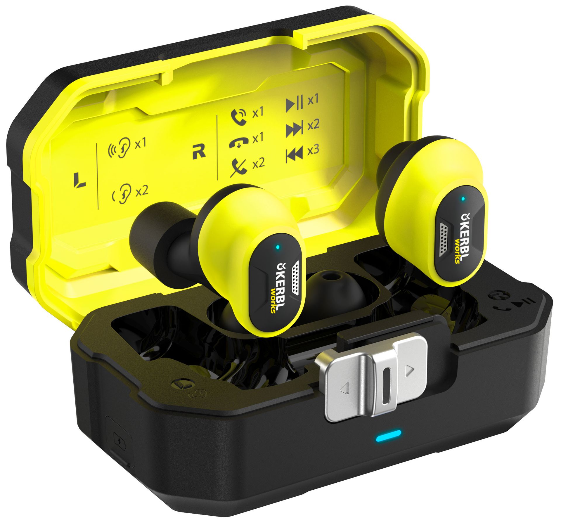 Kerbl Works Buds Auricolari InEar Bluetooth Protezione Udito, contenuto della confezione