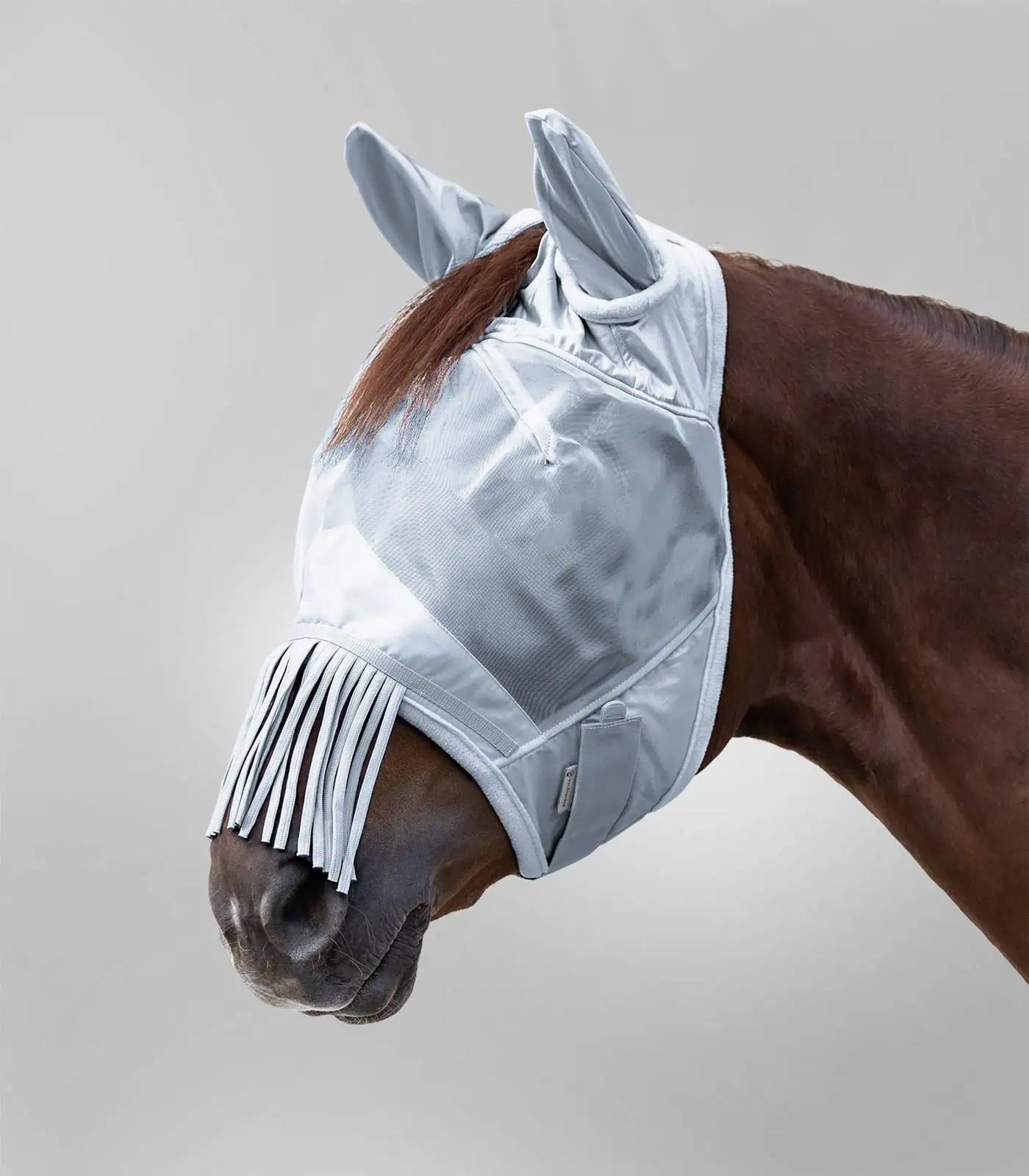 Waldhausen Masque Anti-Mouches PREMIUM, Protection Oreilles, Franges, Anti-UV, gris argent, COB