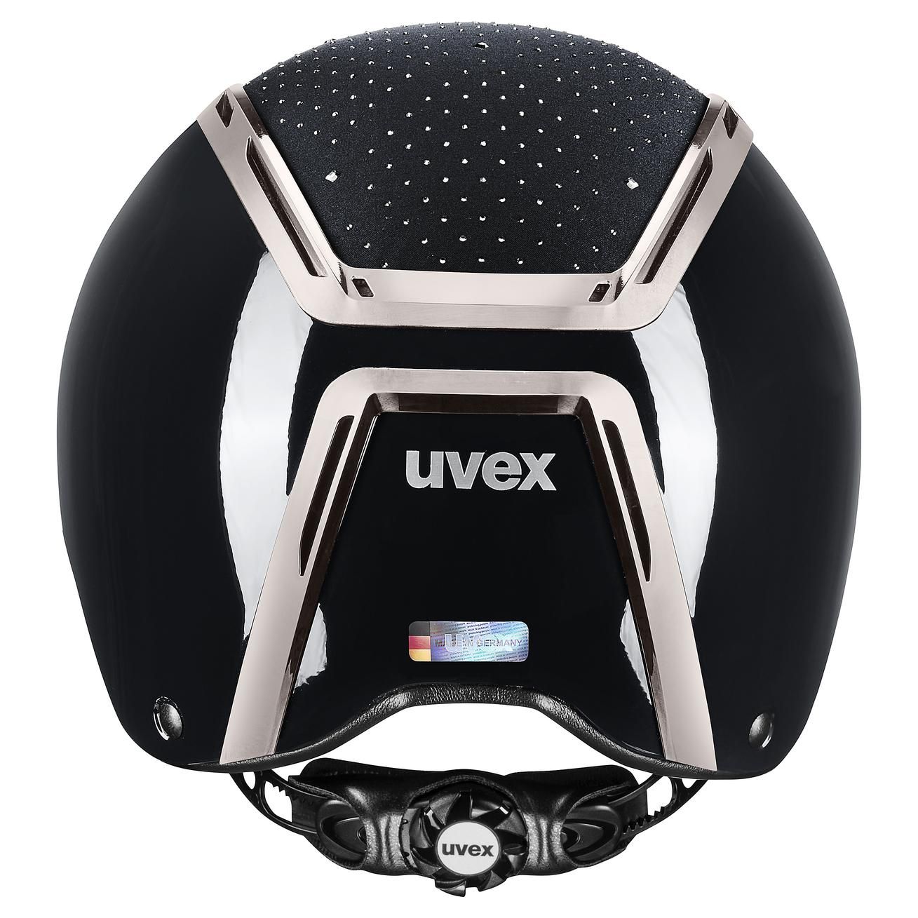 Casque d'équitation uvex exxeed glow, casque de dressage aux cristaux Swarovski, vue arrière