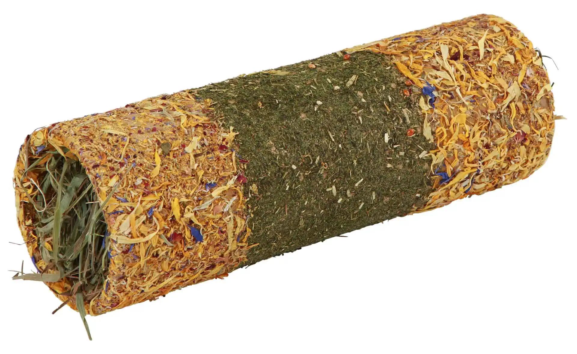 Kerbl Native Snacks Kräutertunnel, gefüllt mit Heu & Kräutern