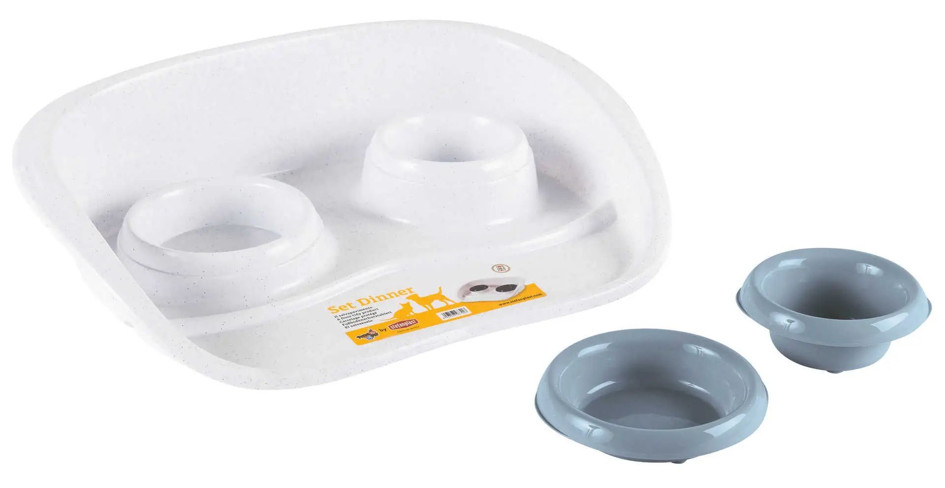 Kerbl Twin Feeder with Two Bowls, Blue, 46 x 35 x 11 cm, what's included