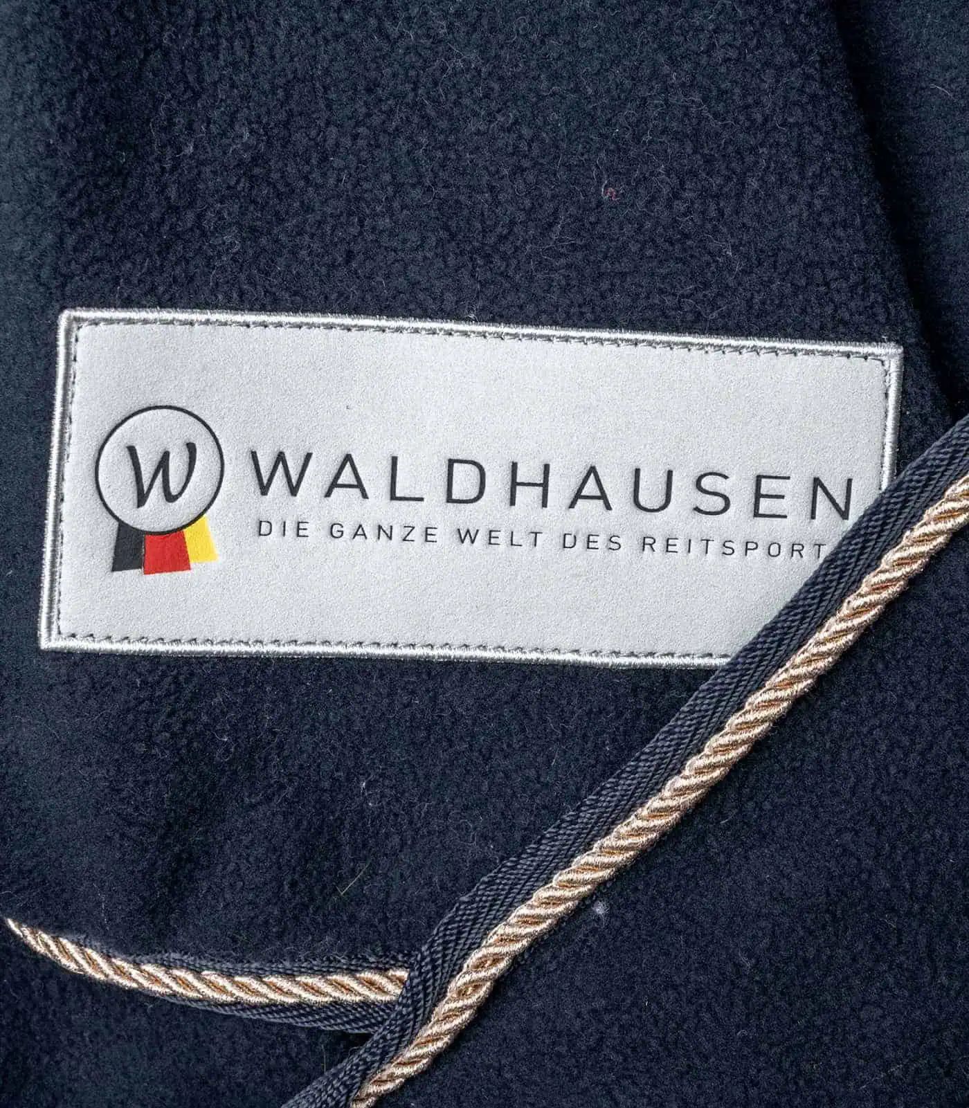 Waldhausen Fleecedecke Modern Rosé, Abschwitzdecke mit Fellkragen, nachtblau/roségold 155 cm