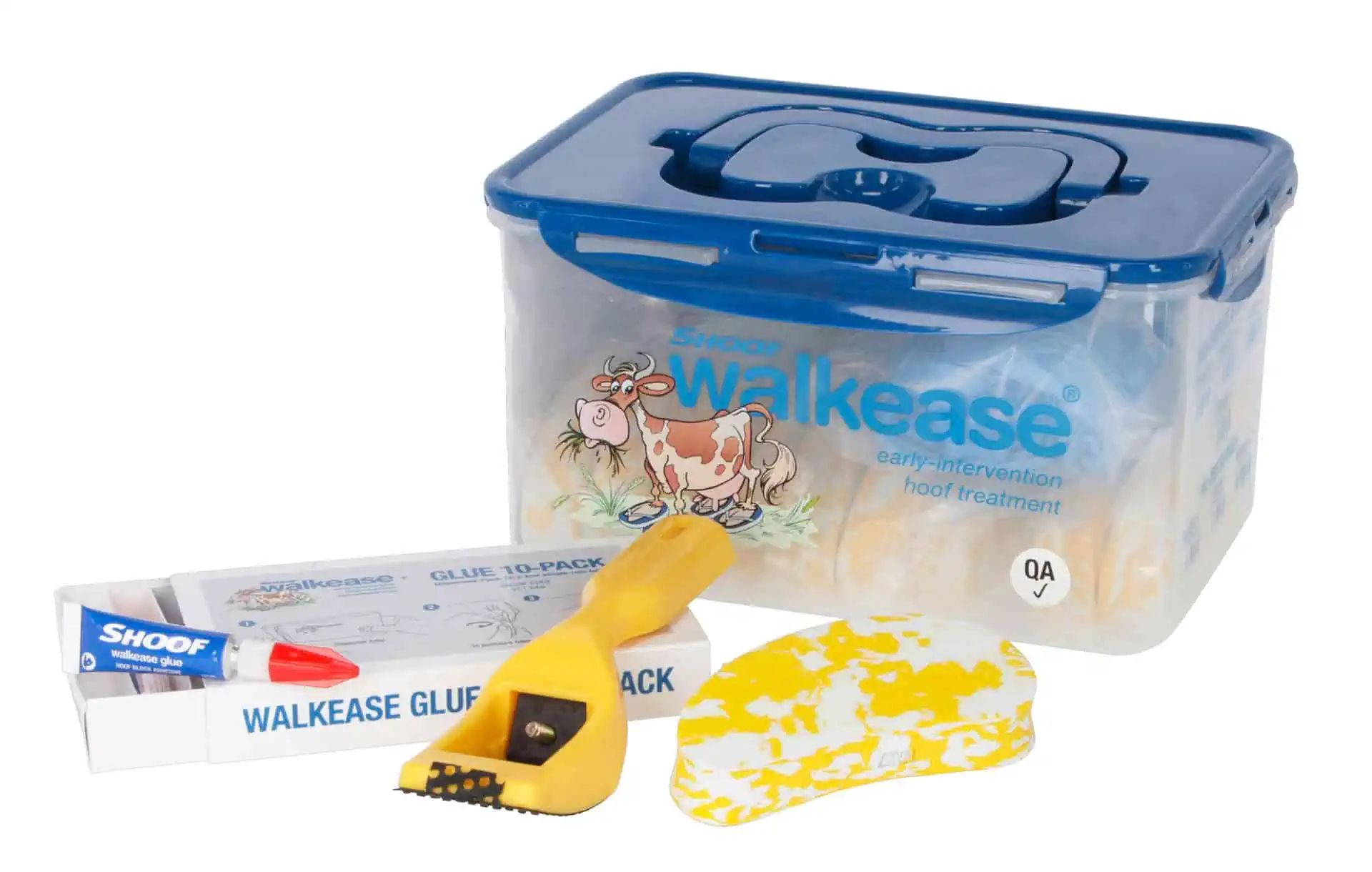 Kerbl Walkease Klauenblock-Starter-Set – EVA-Klotz mit Sekundenkleber, gelb Größe M