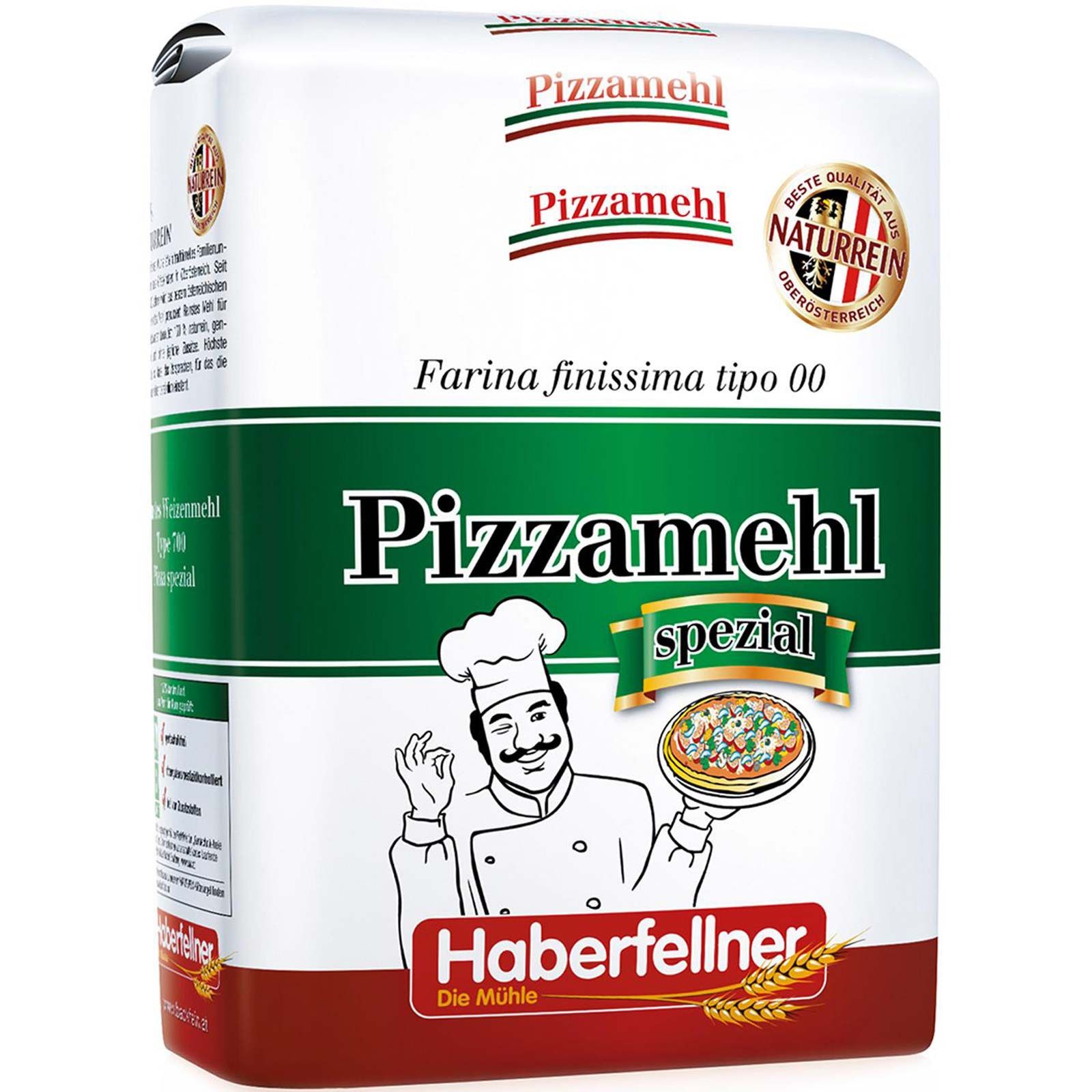 Haberfellner Pizzamjöl, speciell typ 550 / W 700 / Tipo 00, förpackning