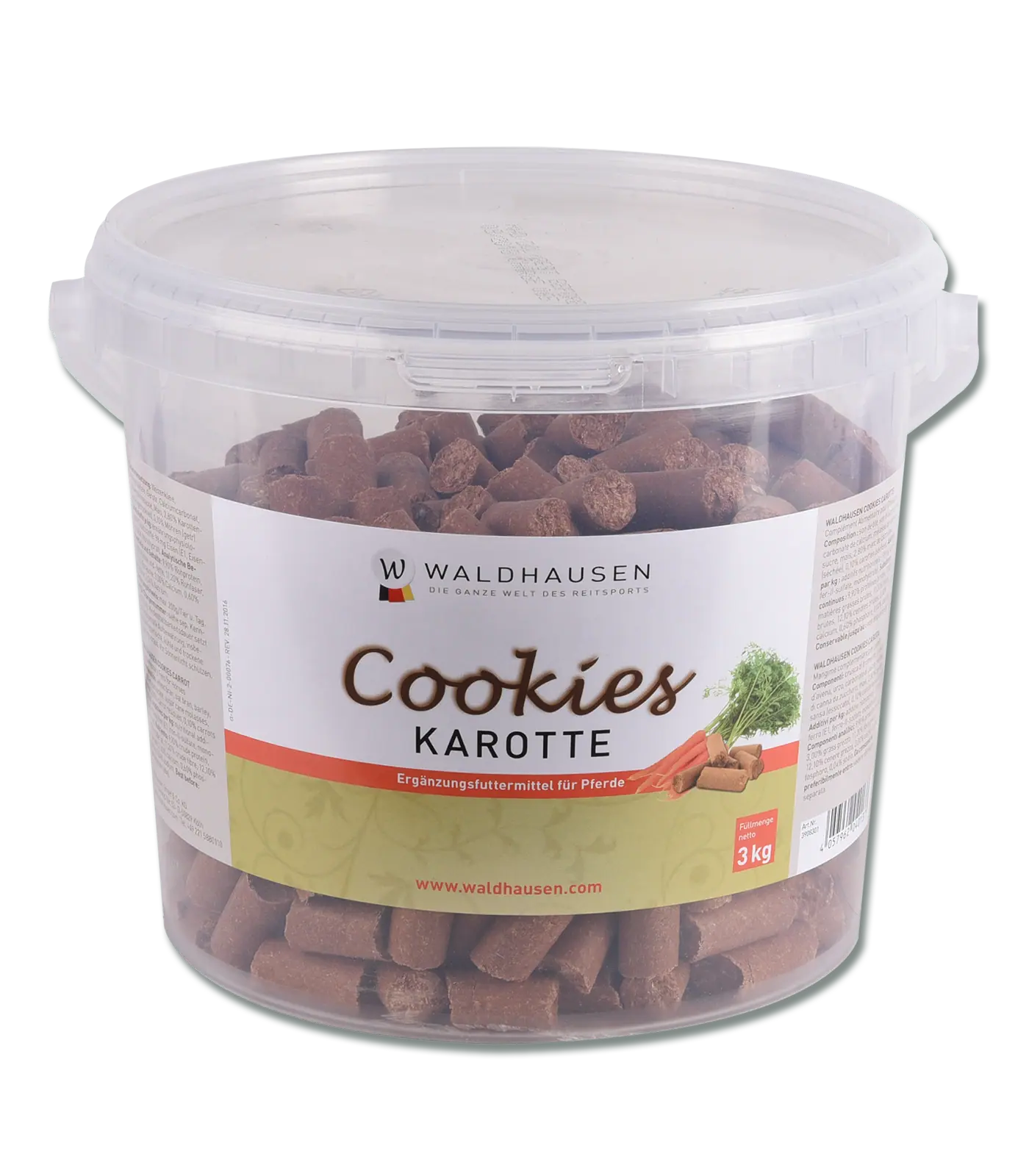 Waldhausen Biscotti Carota, Snack per Cavalli con Vitamine, Secchio 3 kg, confezione