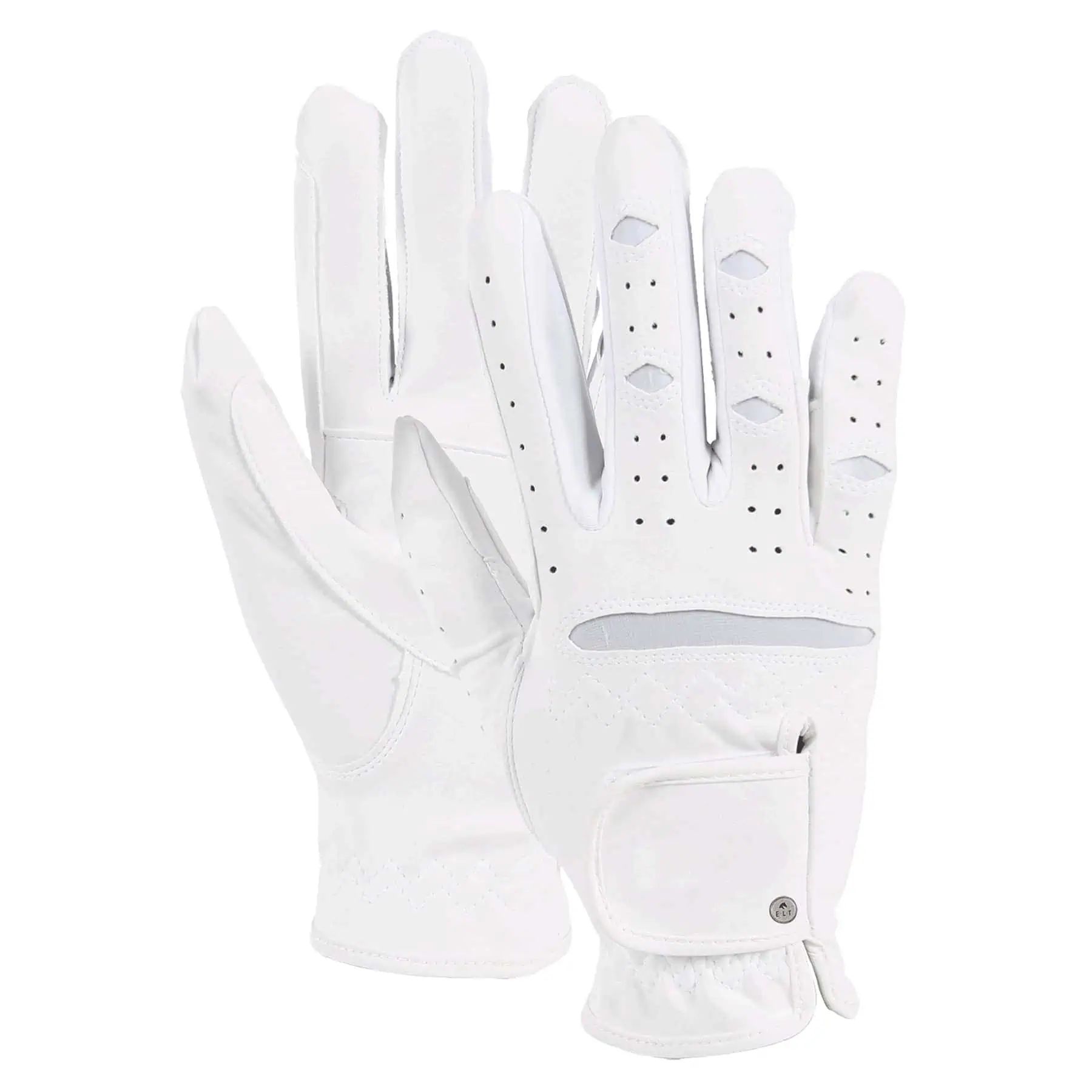 Gant d'équitation ELT Der Vielseitige, aspect daim, scratch, blanc, XS