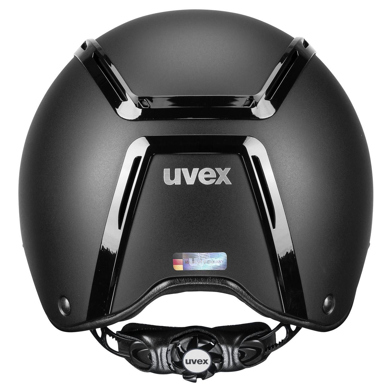 uvex Reithelm exxeed active, matter Look mit Klavierlack-Rahmen, Rückansicht