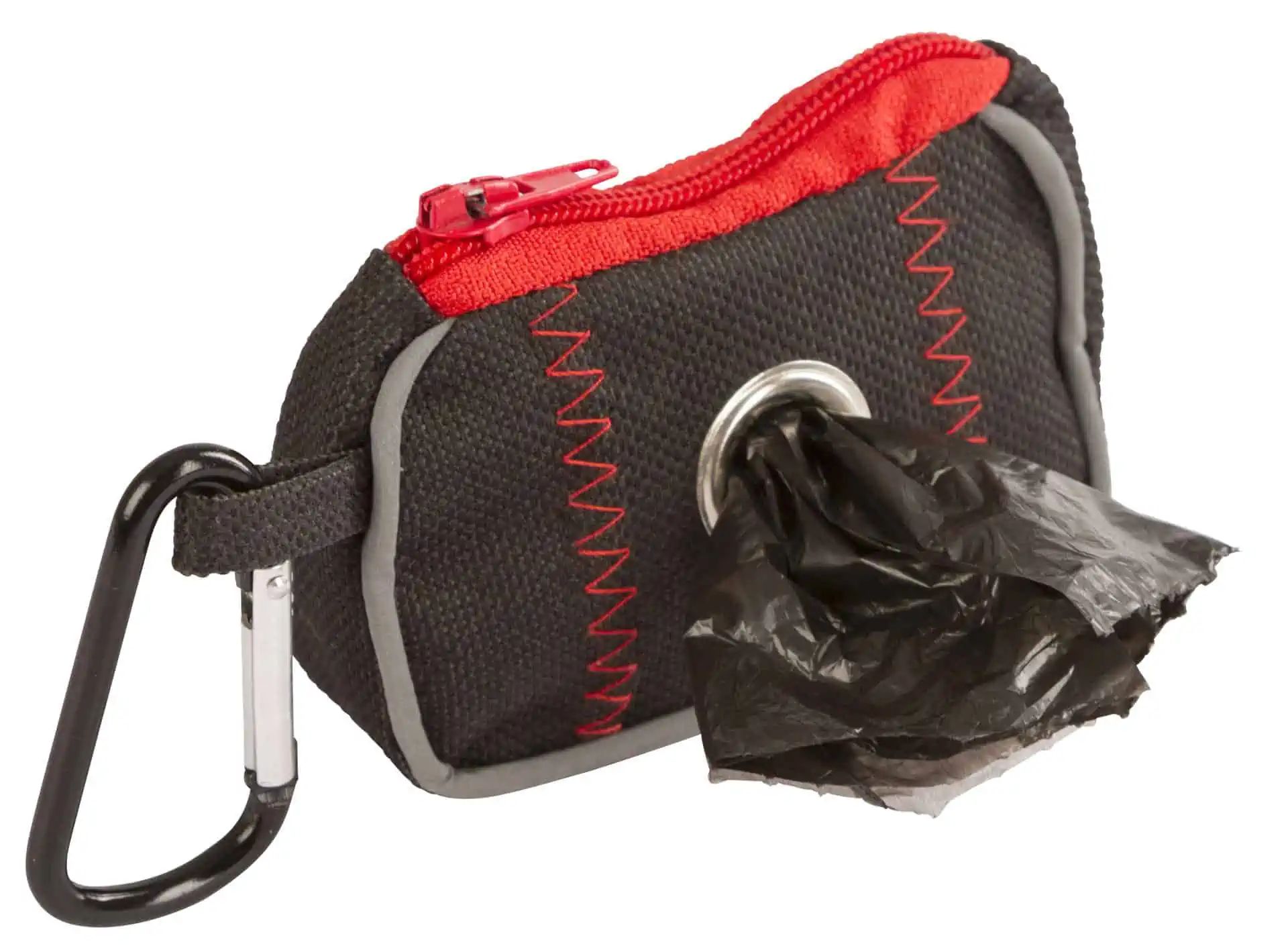 Tasche für Kotbeutel schwarz/rot 8x55x4 cm