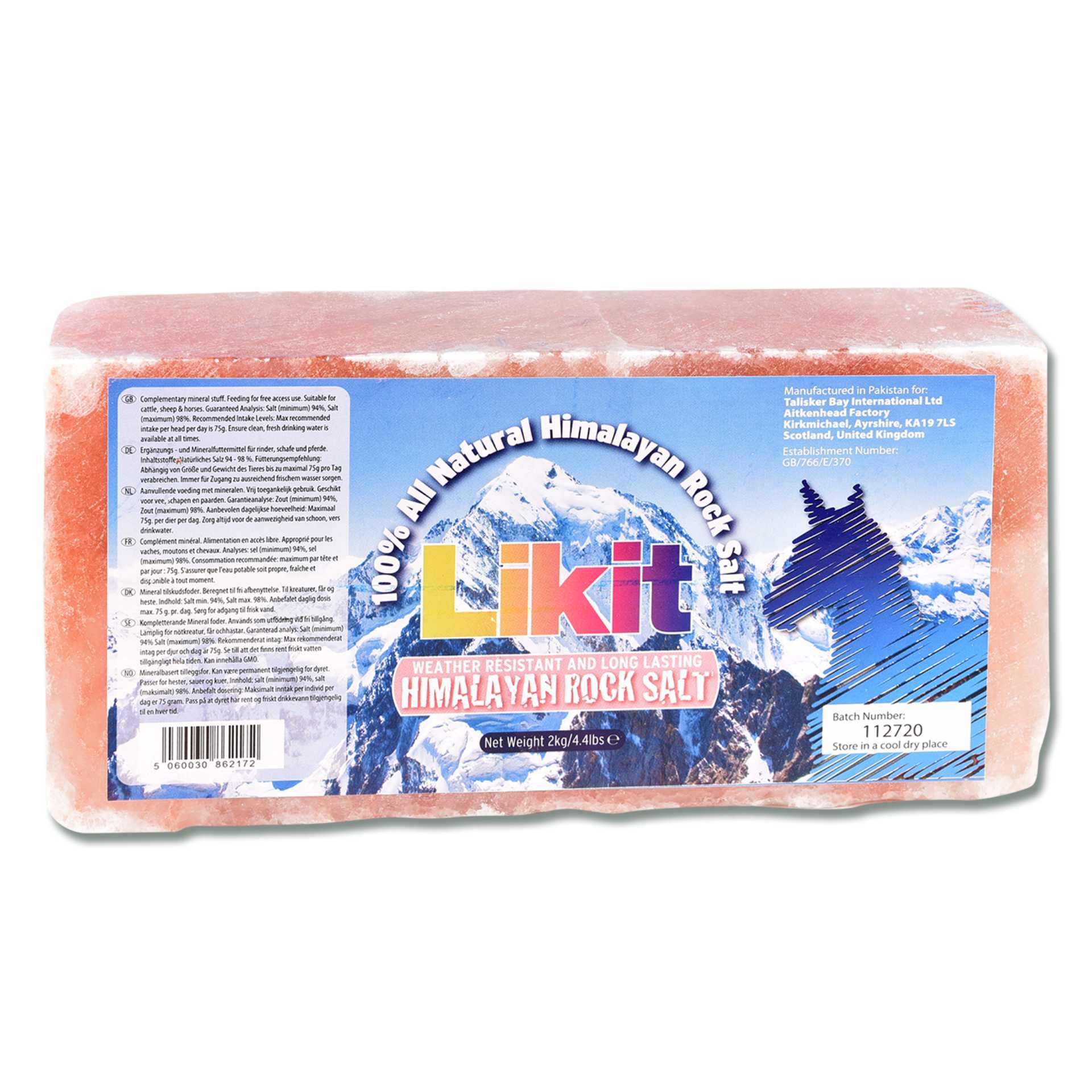 Likit Himalaya Salzstein für Pferde, 100% natürlich, wetterbeständig, 2 kg, Verpackung