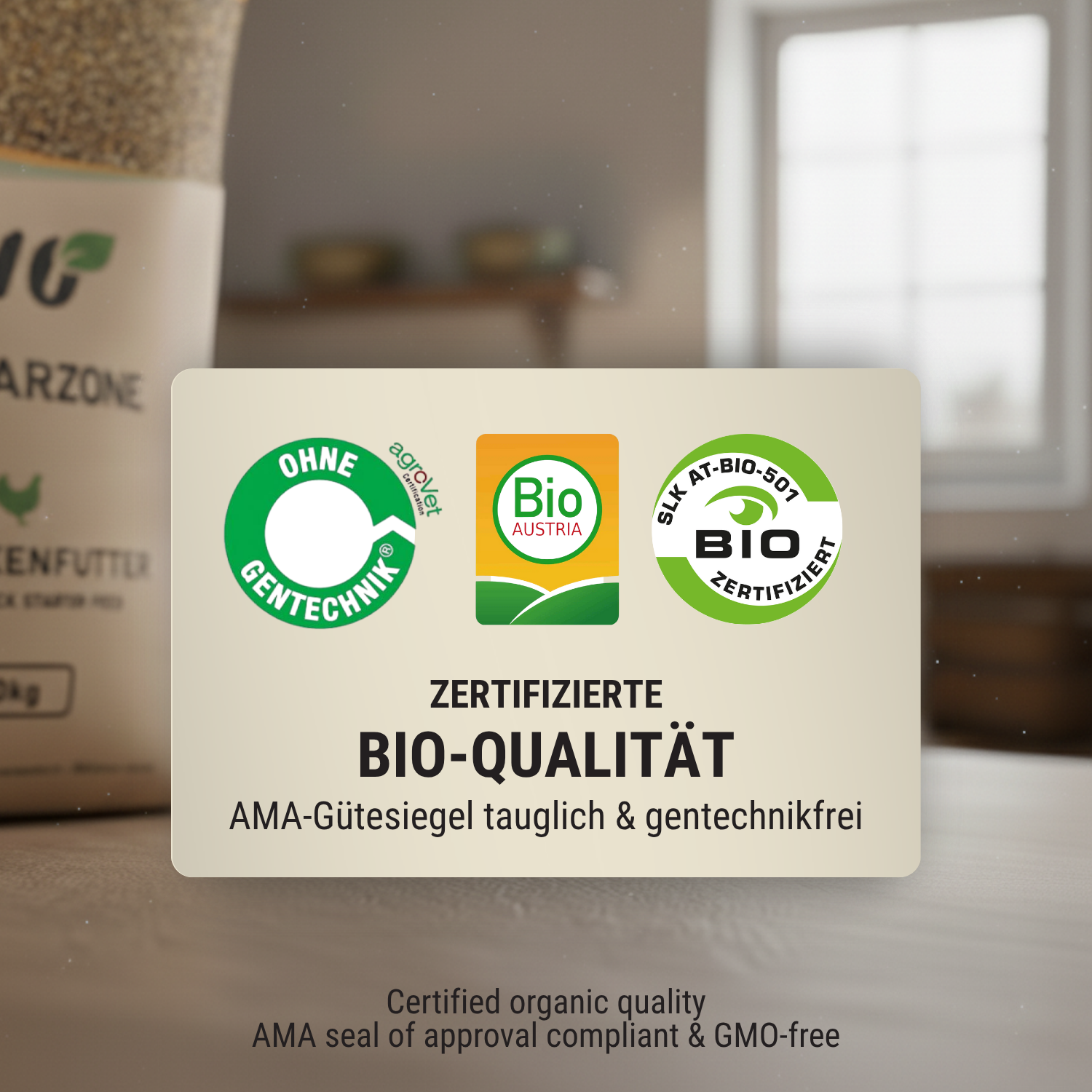 Aliment bio pour poules pondeuses Agrarzone 20 kg, étiquette