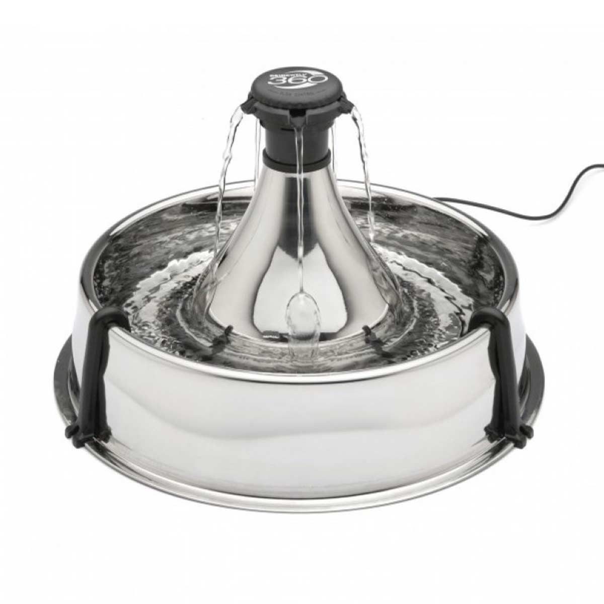 PetSafe Drinkwell 360 Trinkbrunnen Edelstahl für Katzen und Hunde, Vorderansicht