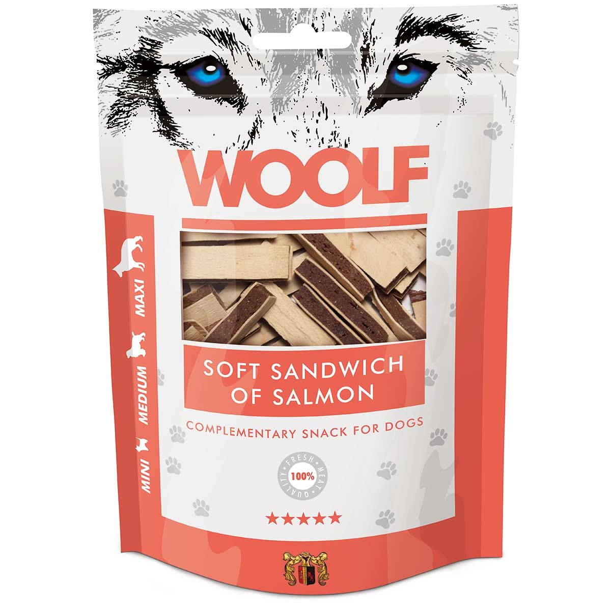 Woolf Hundgodis mjuk laxmacka, förpackning