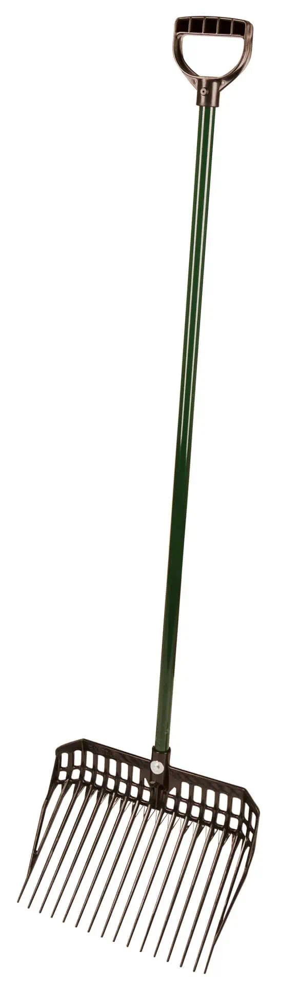 Kerbl Fourche à fumier EcoFork noire avec manche métal, 16 dents