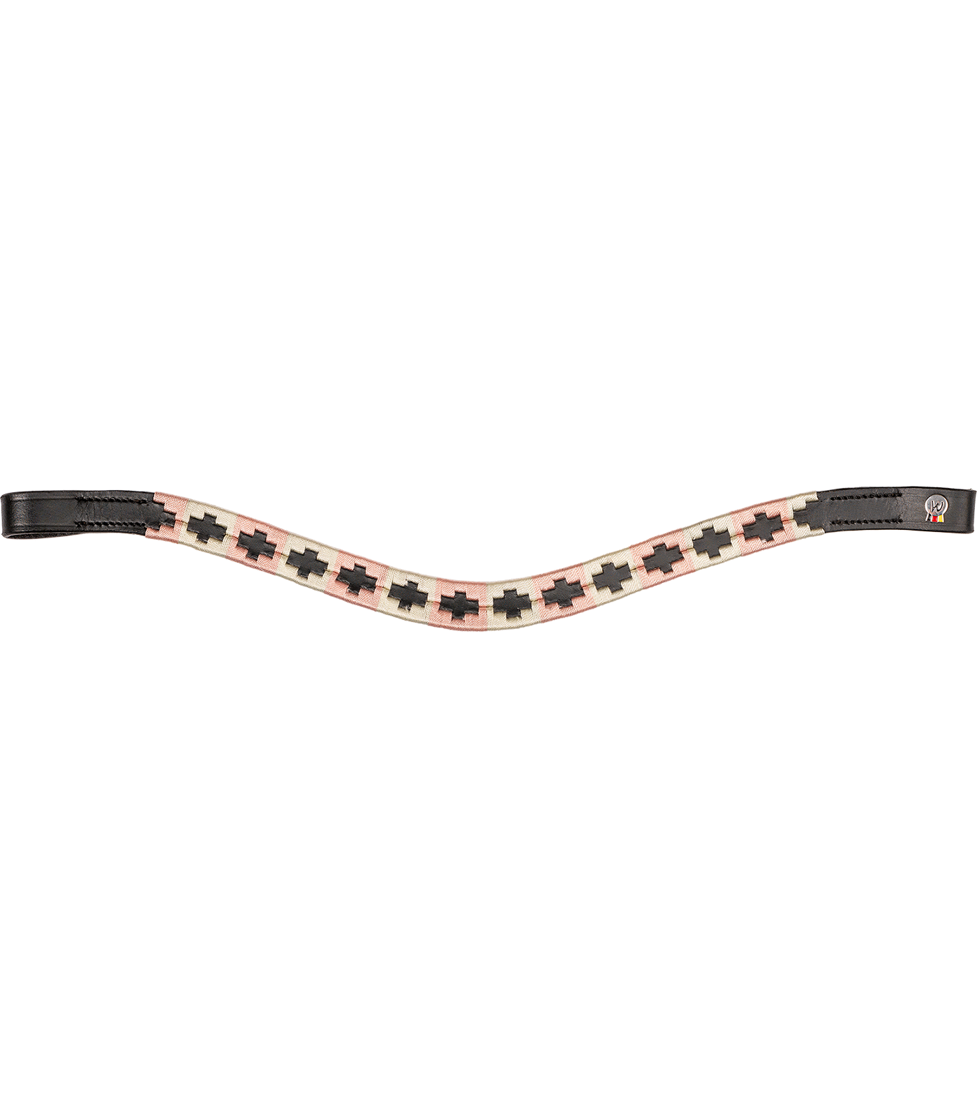 Waldhausen X-Line Stirnband Polo – Lederstirnband im Chukka-Stil, schwarz/rosa-beige